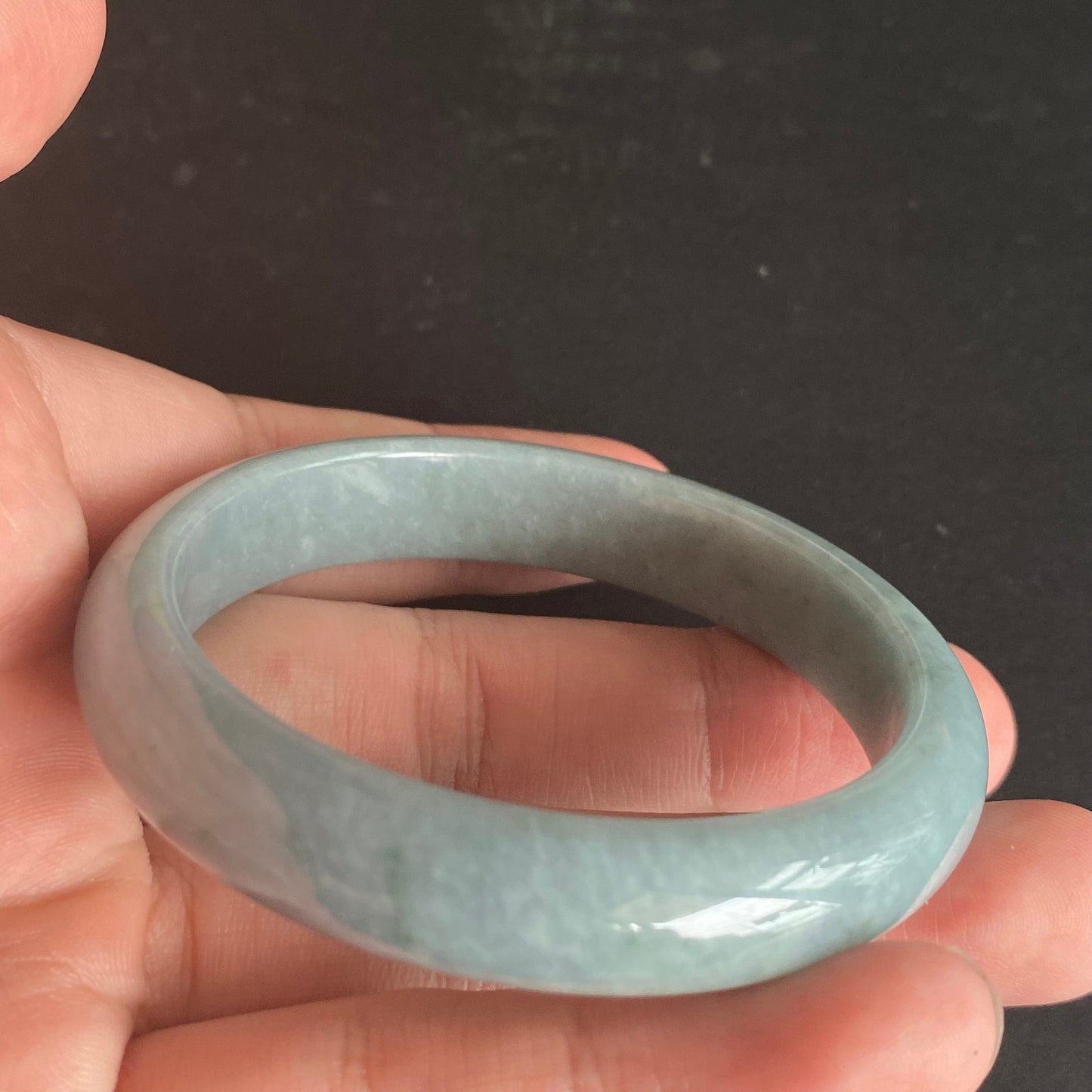 54.8mm Natural Guatemalan jadeite Translucent Blue Grade A jade Round band  bangle  Guatemala jade ring Female Jewelry jade gift