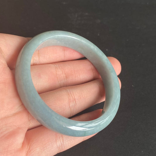 54.8mm Natural Guatemalan jadeite Translucent Blue Grade A jade Round band  bangle  Guatemala jade ring Female Jewelry jade gift