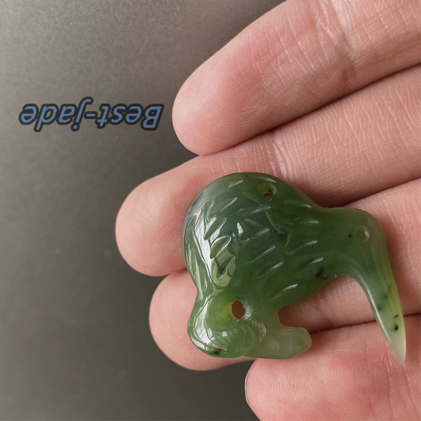 Kiwi Natural GREEN Nephrite jade Greenstone Maori style Baby kid pendant necklace Pounamu New Zealand jasper Hook beads