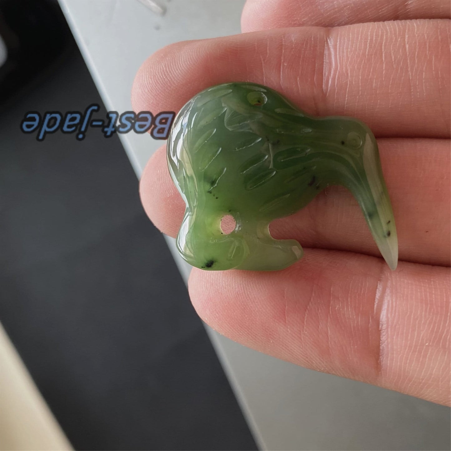 Kiwi Natural GREEN Nephrite jade Greenstone Maori style Baby kid pendant necklace Pounamu New Zealand jasper Hook beads