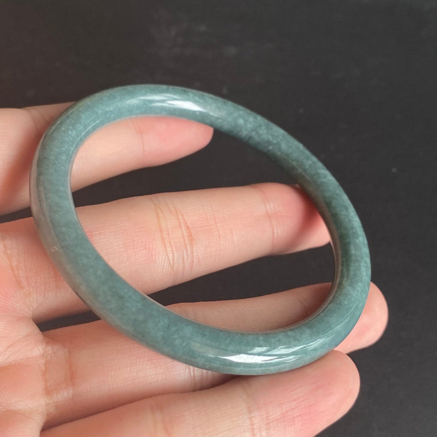 57.8mm Natural Guatemalan jadeite Translucent Blue Grade A jade Round band  bangle  Guatemala jade ring Female Jewelry jade gift