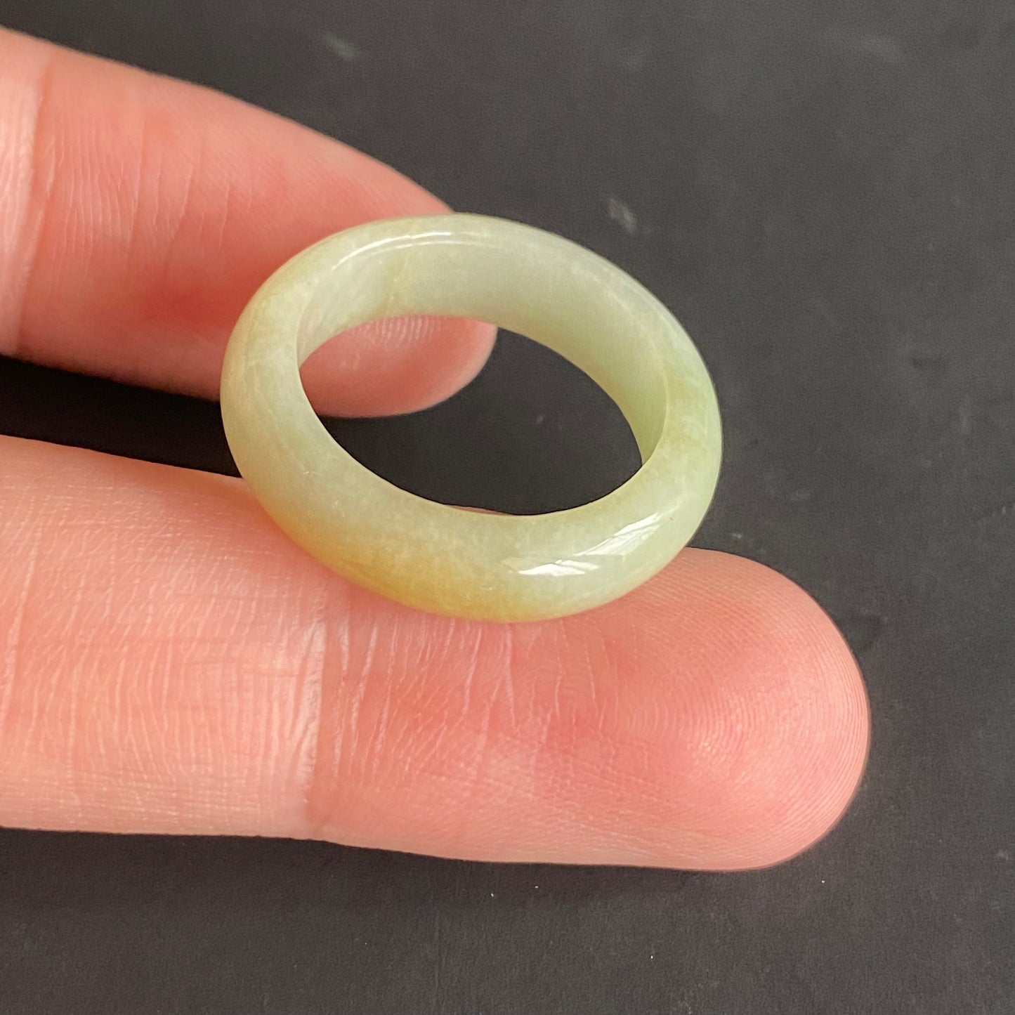 18.3mm yellow  flower Grade A jade Narrow Band Ring Natural Real Jadeite Hand carved bead gemstone Burma Lady jadeware rings Type A stone