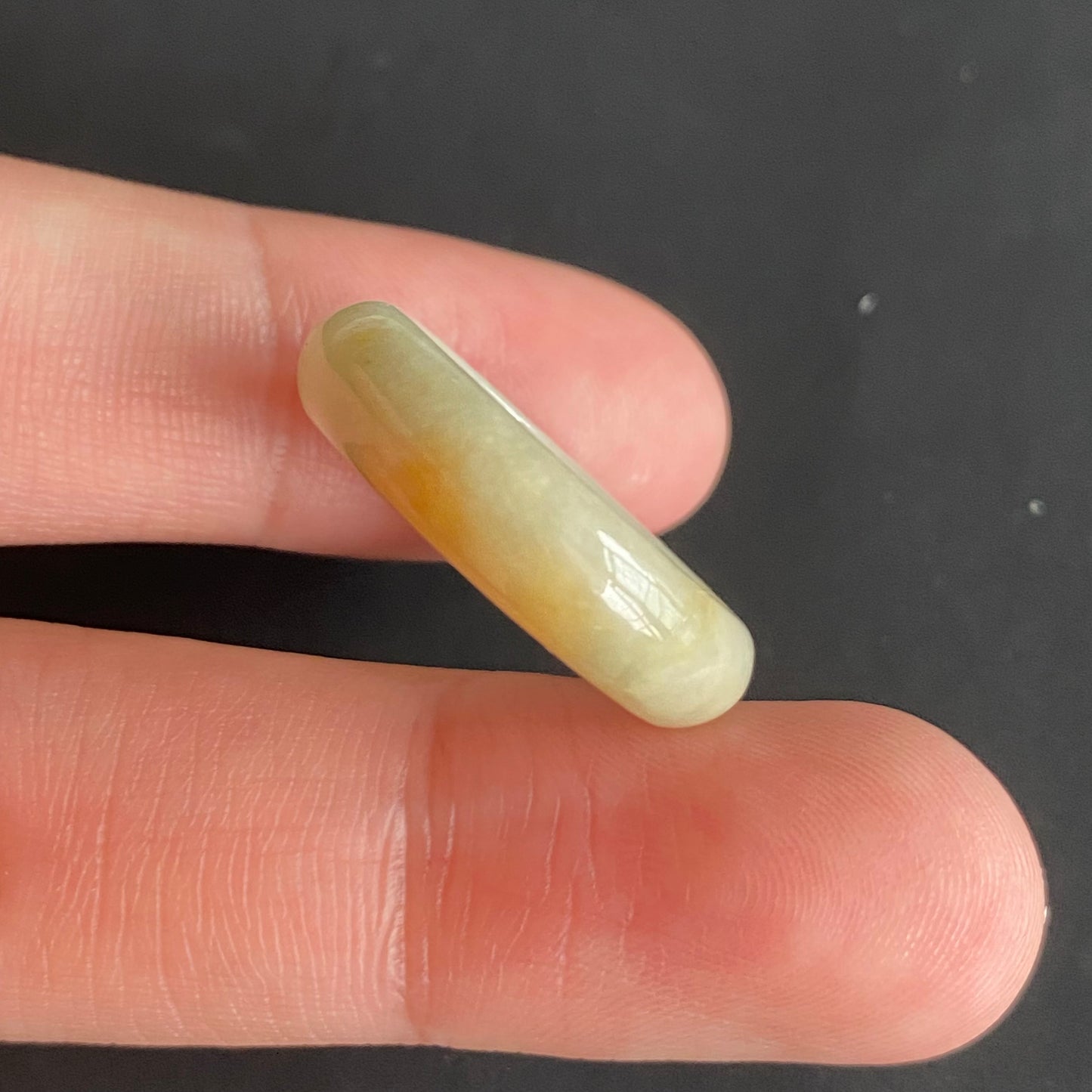 18.3mm yellow  flower Grade A jade Narrow Band Ring Natural Real Jadeite Hand carved bead gemstone Burma Lady jadeware rings Type A stone