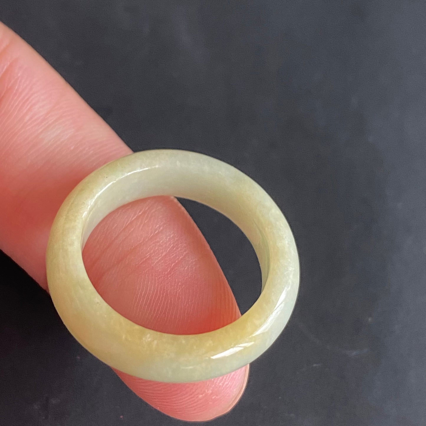 18.4mm yellow  flower Grade A jade Narrow Band Ring Natural Real Jadeite Hand carved bead gemstone Burma Lady jadeware rings Type A stone