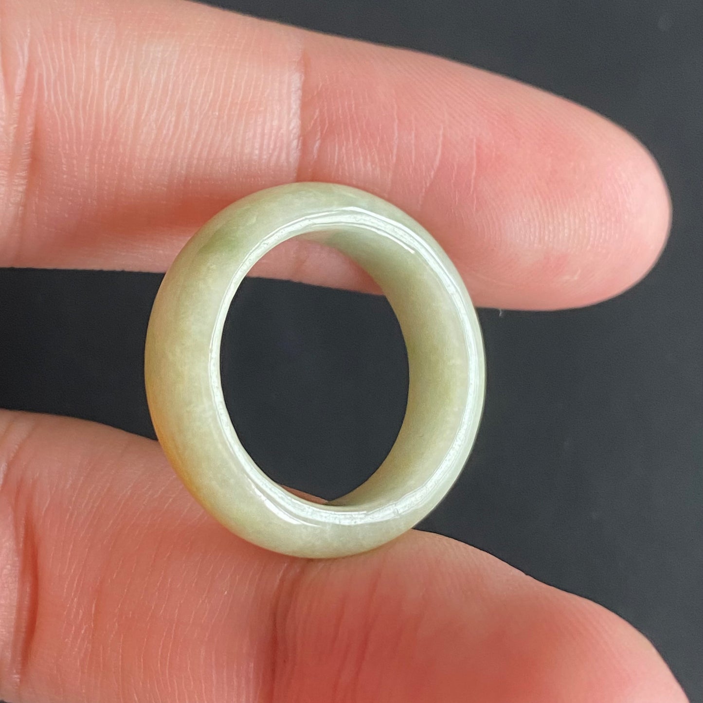 17.0mm yellow  flower Grade A jade Narrow Band Ring Natural Real Jadeite Hand carved bead gemstone Burma Lady jadeware rings Type A stone