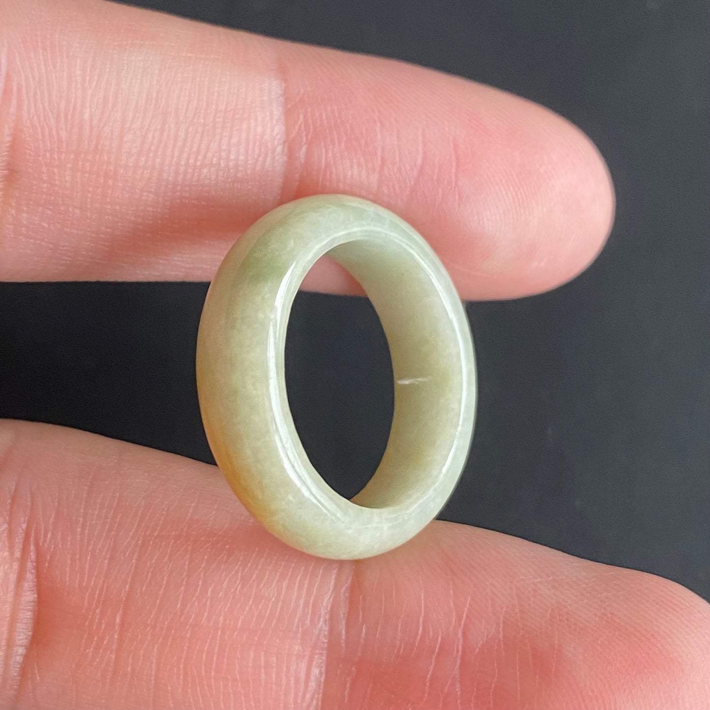 17.0mm yellow  flower Grade A jade Narrow Band Ring Natural Real Jadeite Hand carved bead gemstone Burma Lady jadeware rings Type A stone