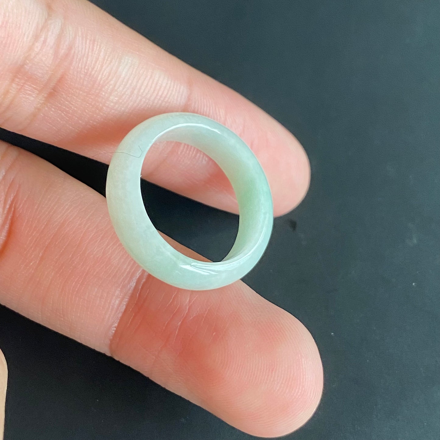 18.0mm green  flower Grade A jade Narrow Band Ring Natural Real Jadeite Hand carved bead gemstone Burma Lady jadeware rings Type A stone