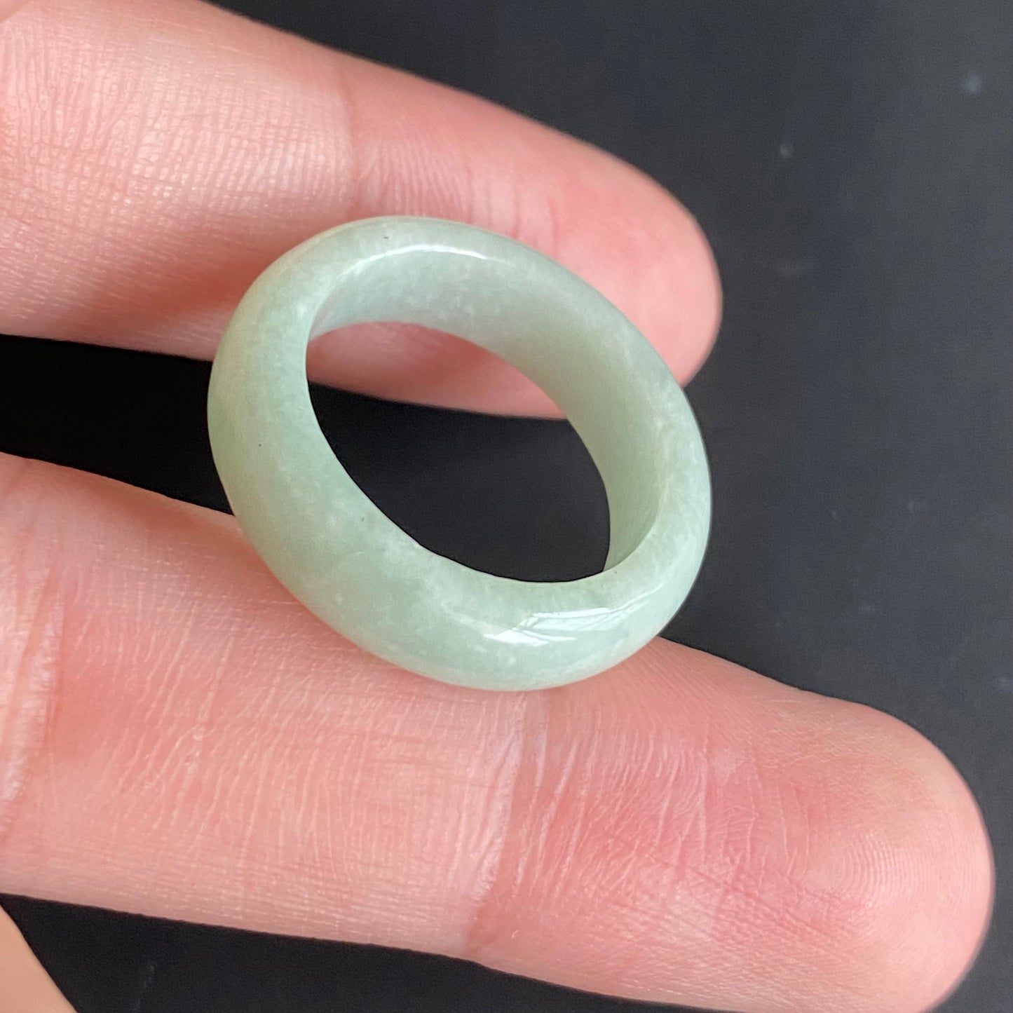 18.3mm green  flower Grade A jade Narrow Band Ring Natural Real Jadeite Hand carved bead gemstone Burma Lady jadeware rings Type A stone