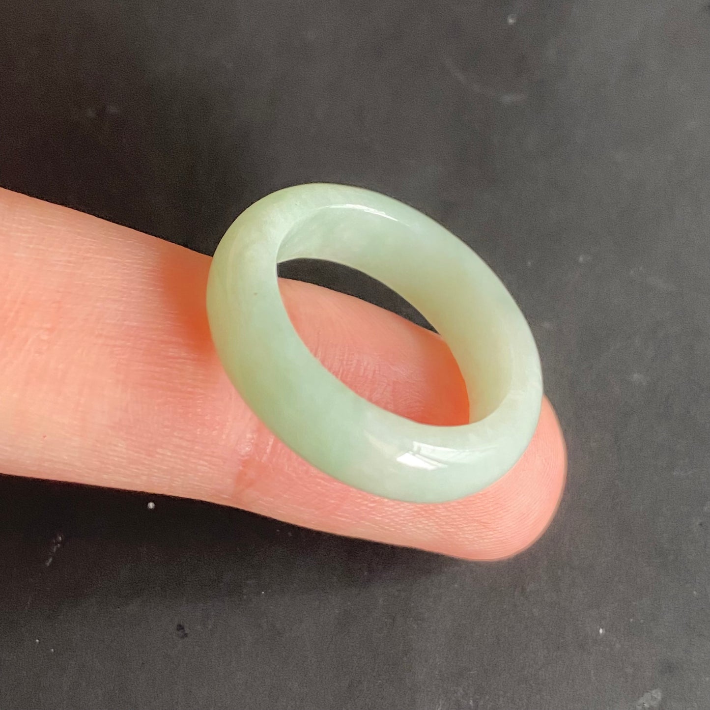 18.3mm green  flower Grade A jade Narrow Band Ring Natural Real Jadeite Hand carved bead gemstone Burma Lady jadeware rings Type A stone