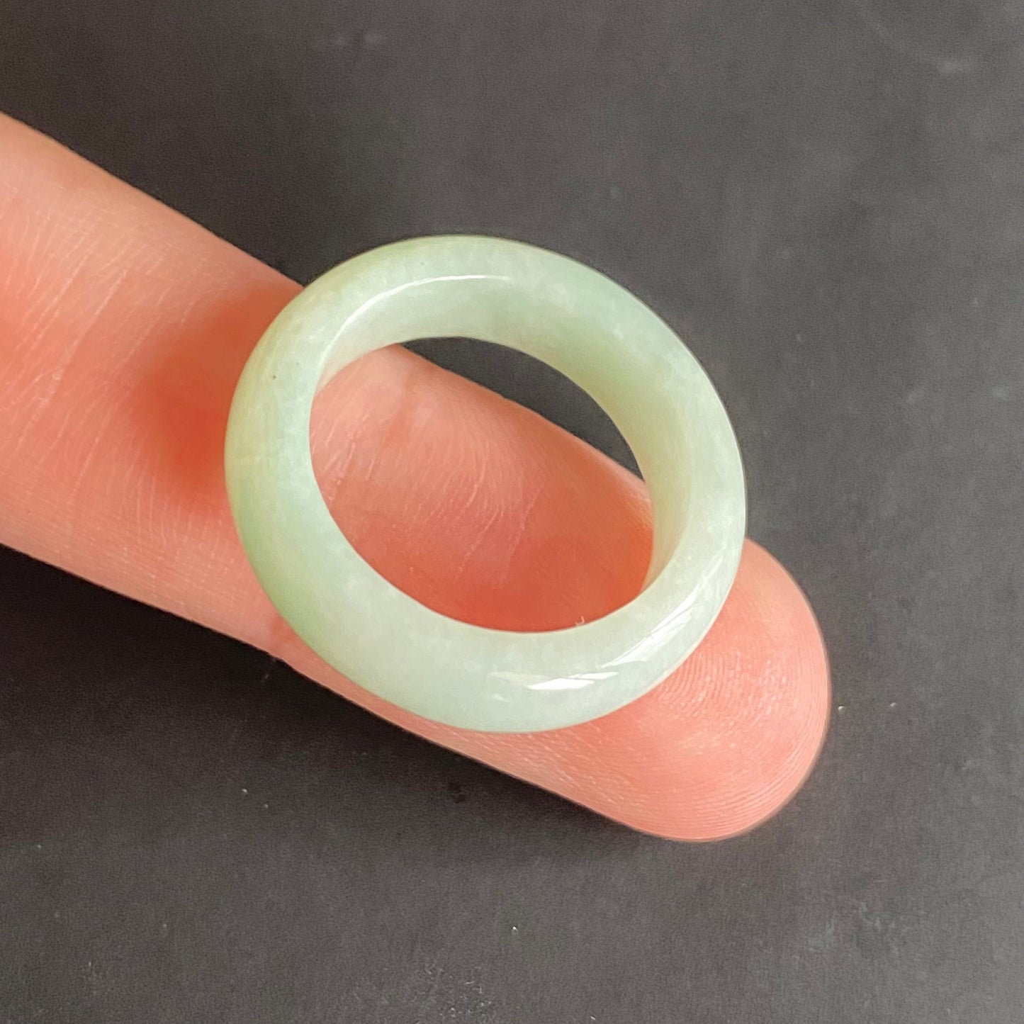 18.3mm green  flower Grade A jade Narrow Band Ring Natural Real Jadeite Hand carved bead gemstone Burma Lady jadeware rings Type A stone