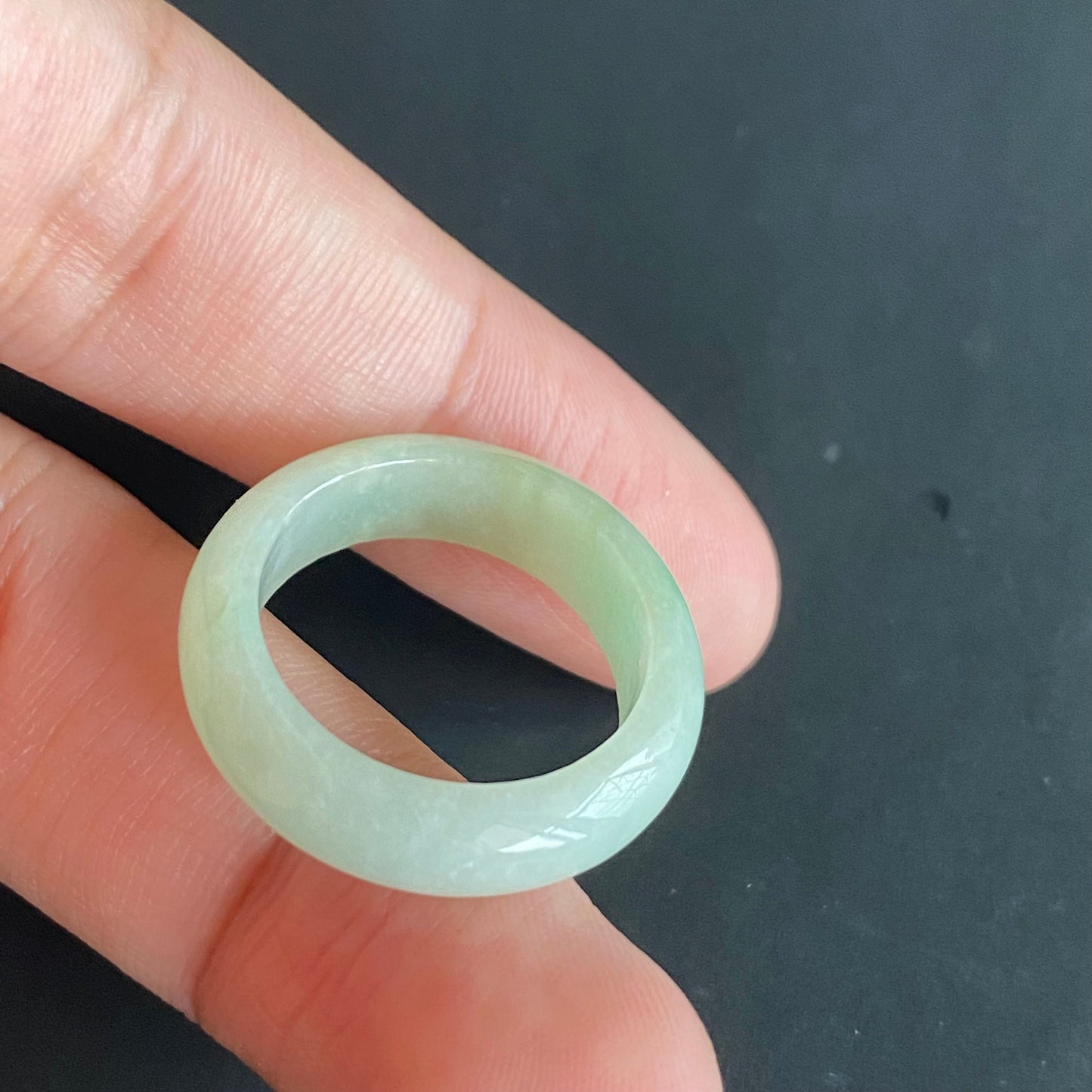 19.1mm green  flower Grade A jade Narrow Band Ring Natural Real Jadeite Hand carved bead gemstone Burma Lady jadeware rings Type A stone