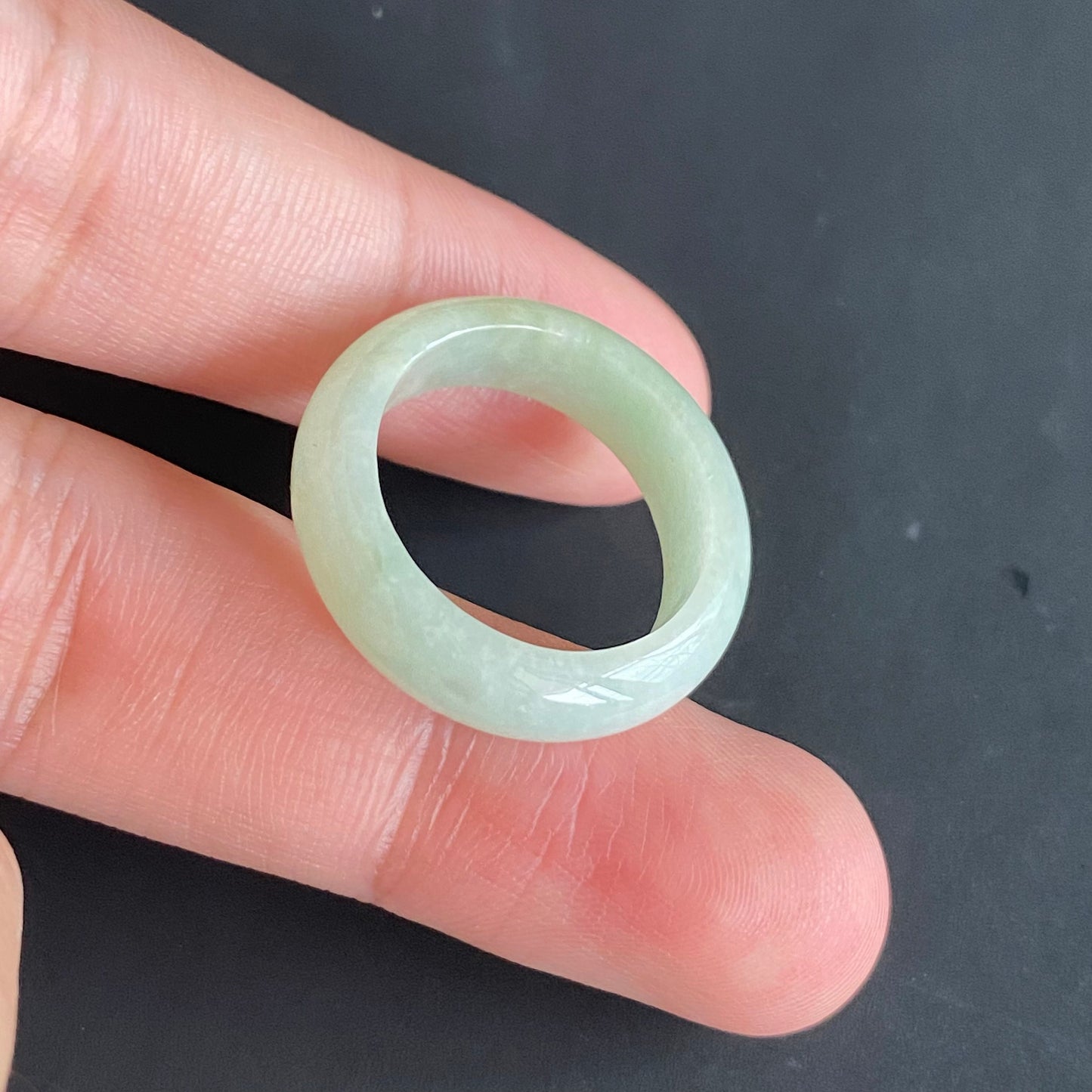 19.1mm green  flower Grade A jade Narrow Band Ring Natural Real Jadeite Hand carved bead gemstone Burma Lady jadeware rings Type A stone