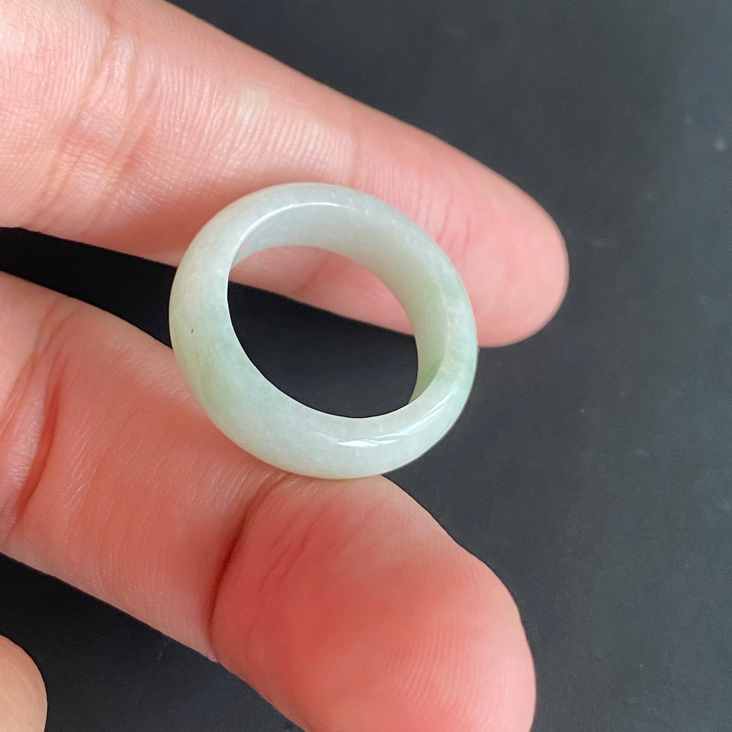 17.0mm green  flower Grade A jade Narrow Band Ring Natural Real Jadeite Hand carved bead gemstone Burma Lady jadeware rings Type A stone