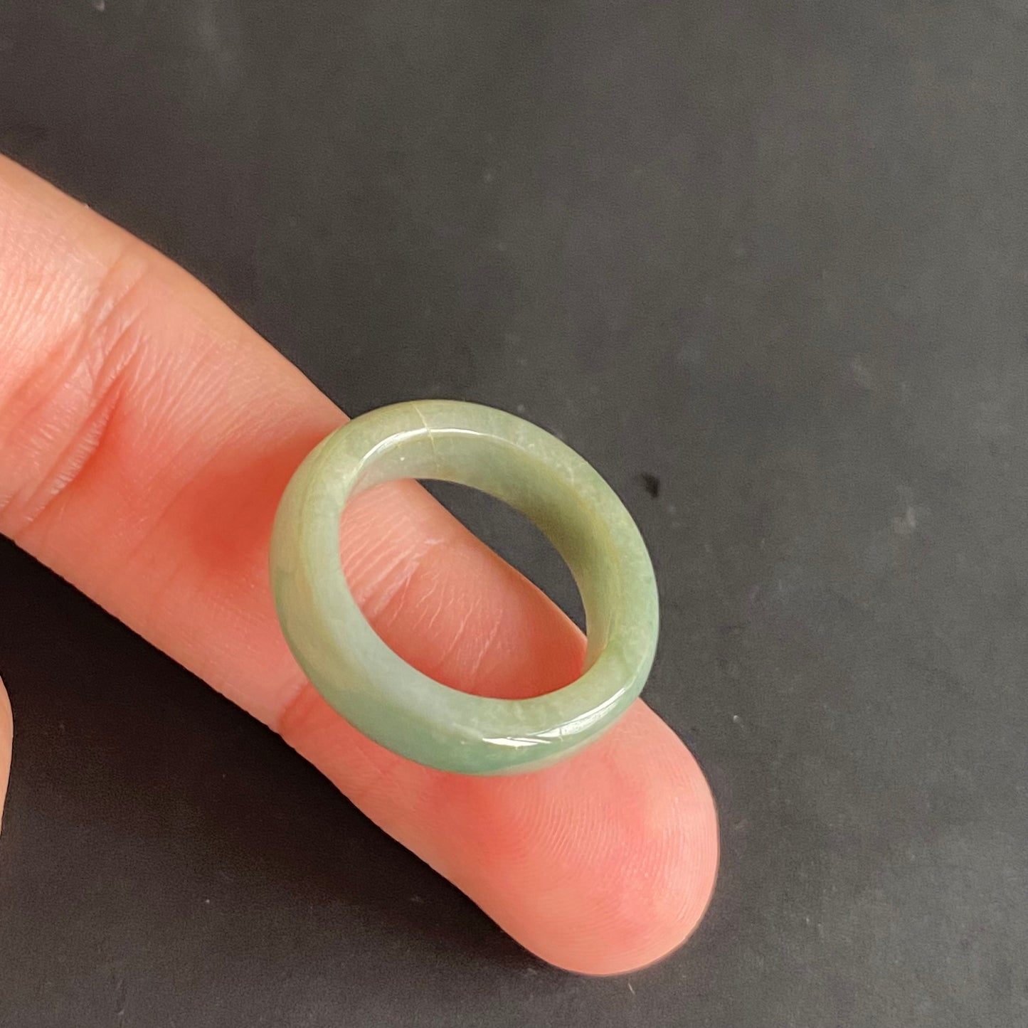 17.5mm green  flower Grade A jade Narrow Band Ring Natural Real Jadeite Hand carved bead gemstone Burma Lady jadeware rings Type A stone