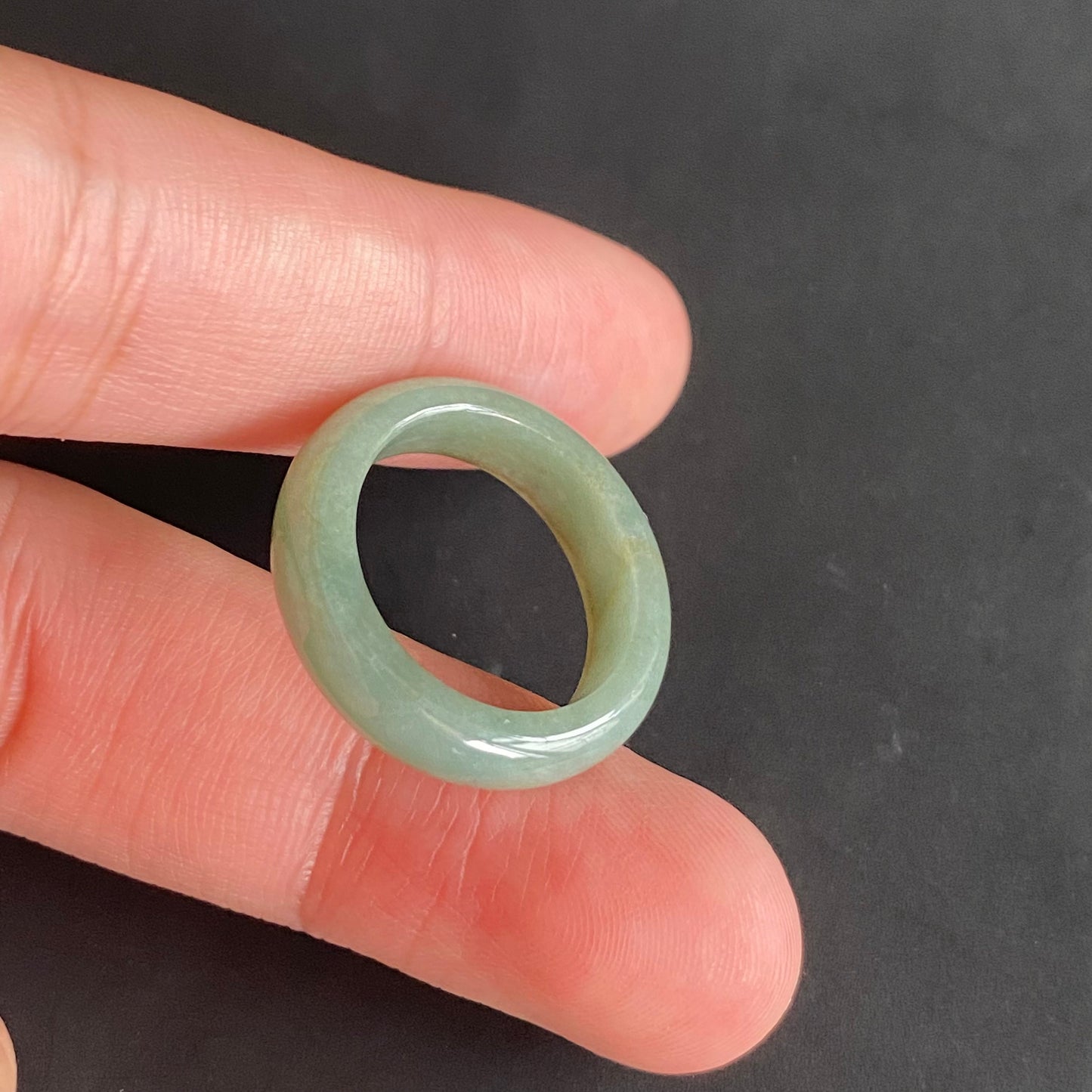 17.5mm green  flower Grade A jade Narrow Band Ring Natural Real Jadeite Hand carved bead gemstone Burma Lady jadeware rings Type A stone