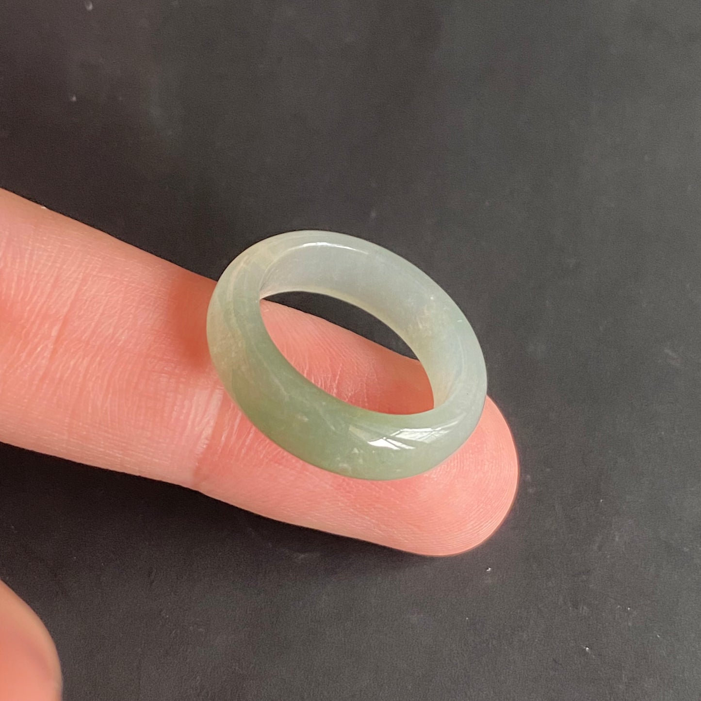 17.6mm green  flower Grade A jade Narrow Band Ring Natural Real Jadeite Hand carved bead gemstone Burma Lady jadeware rings Type A stone