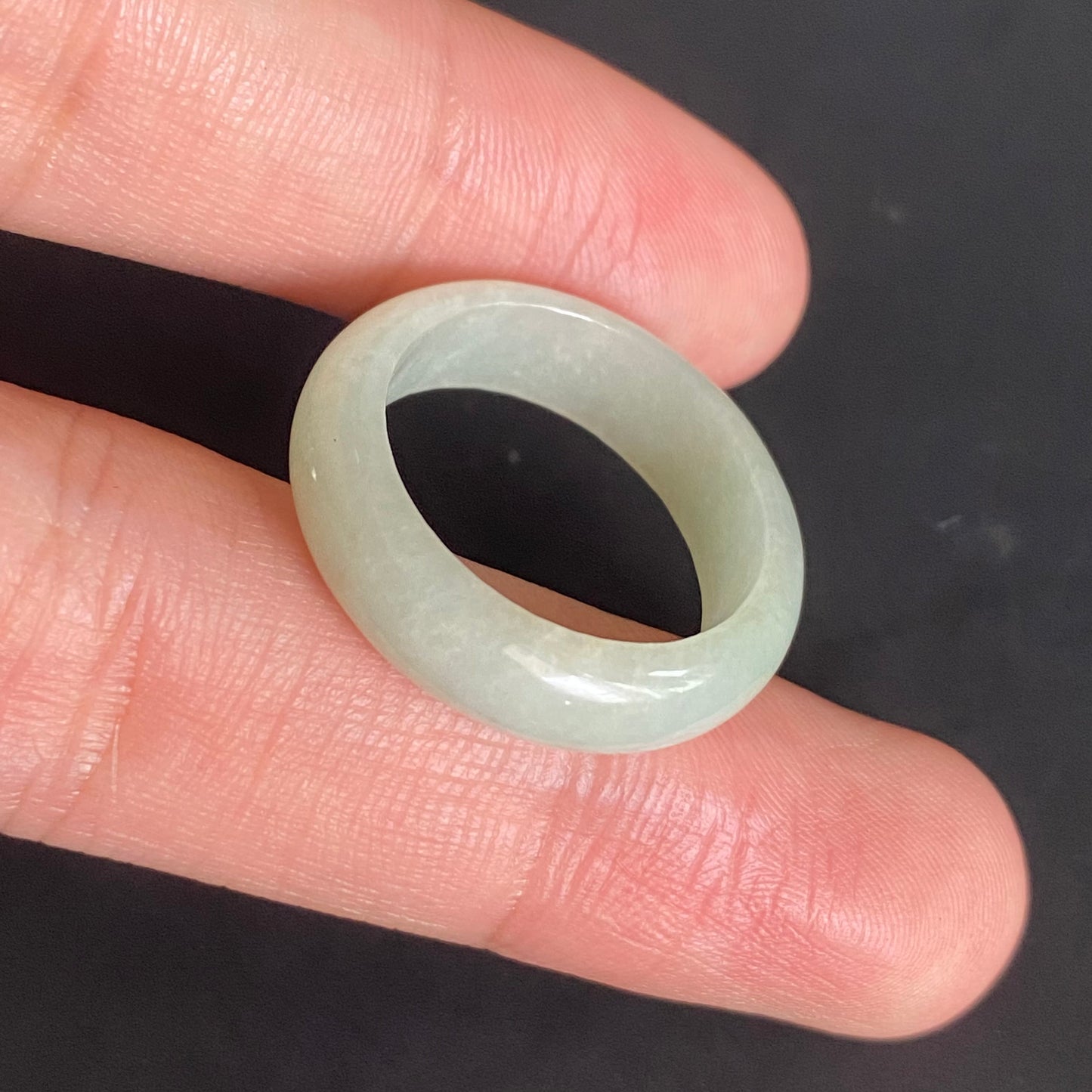 19.0mm green  flower Grade A jade Narrow Band Ring Natural Real Jadeite Hand carved bead gemstone Burma Lady jadeware rings Type A stone