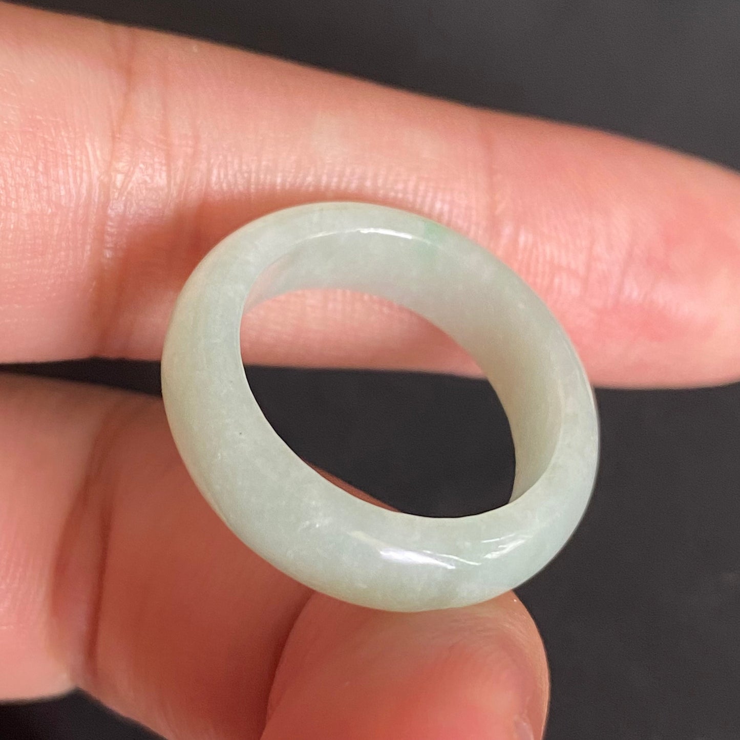 18.4mm green  flower Grade A jade Narrow Band Ring Natural Real Jadeite Hand carved bead gemstone Burma Lady jadeware rings Type A stone