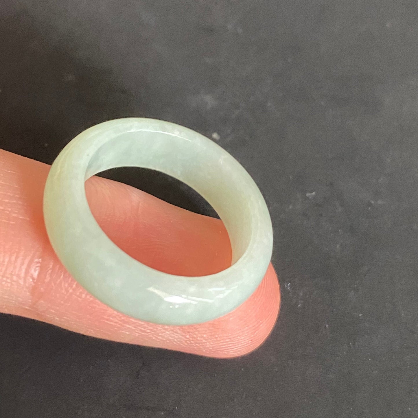 18.4mm green  flower Grade A jade Narrow Band Ring Natural Real Jadeite Hand carved bead gemstone Burma Lady jadeware rings Type A stone