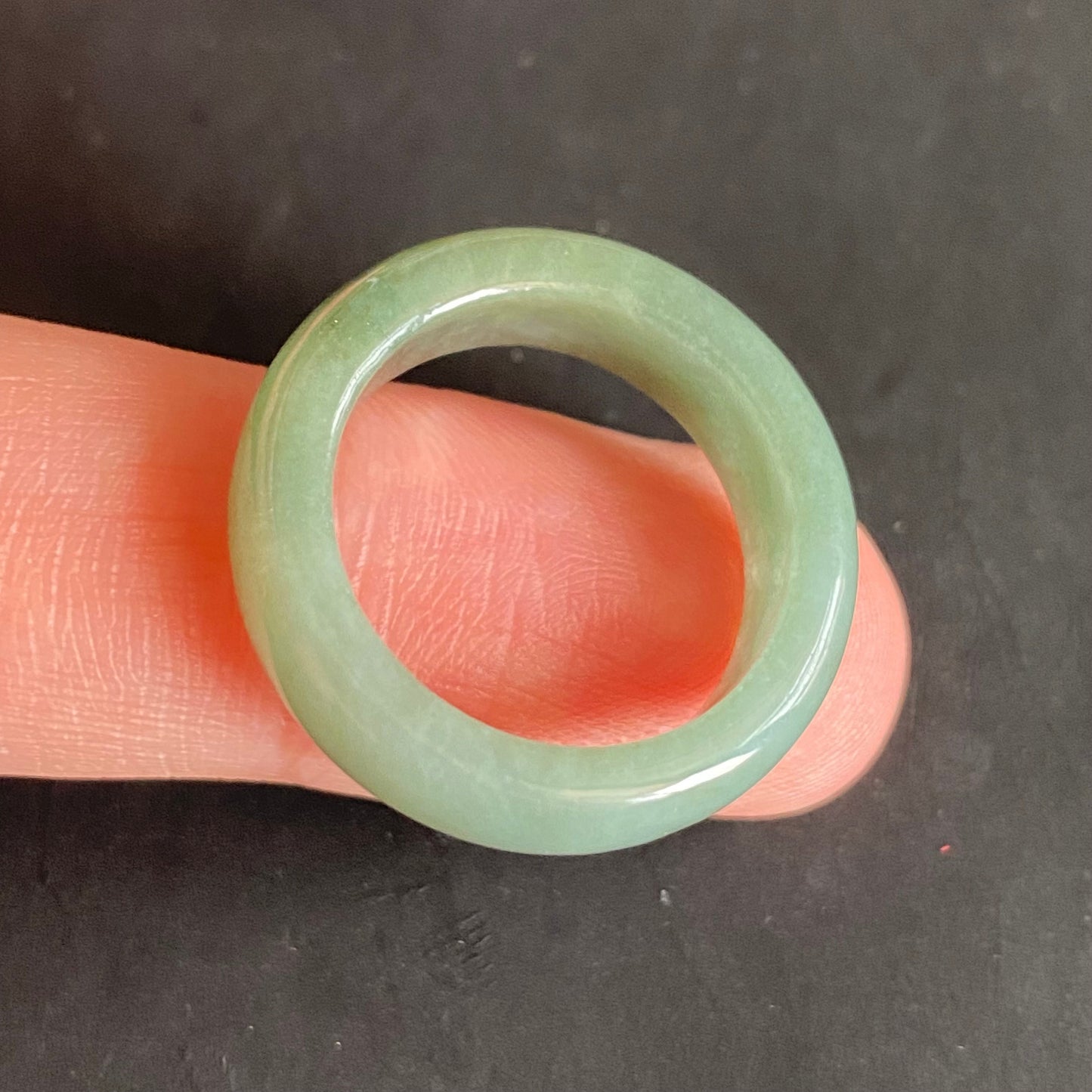 18.2mm green  flower Grade A jade Narrow Band Ring Natural Real Jadeite Hand carved bead gemstone Burma Lady jadeware rings Type A stone