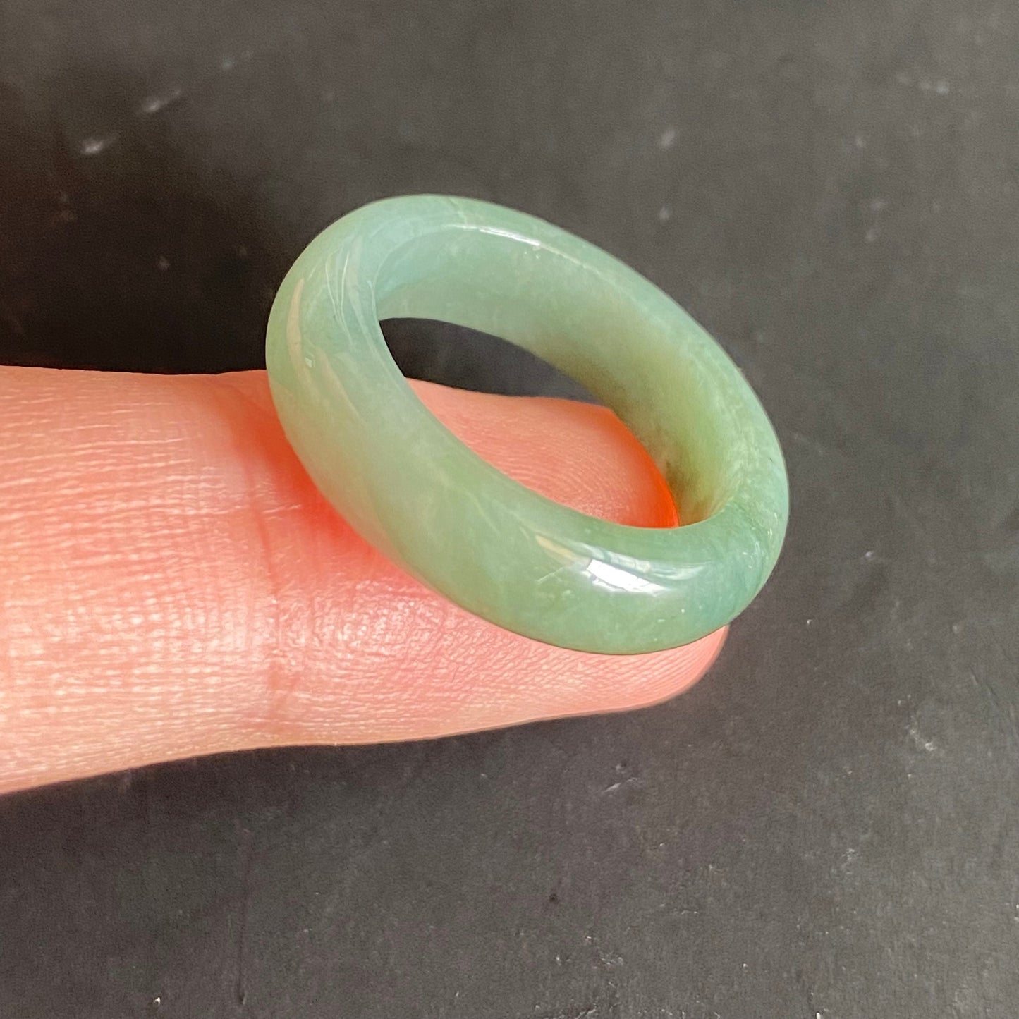 18.2mm green  flower Grade A jade Narrow Band Ring Natural Real Jadeite Hand carved bead gemstone Burma Lady jadeware rings Type A stone