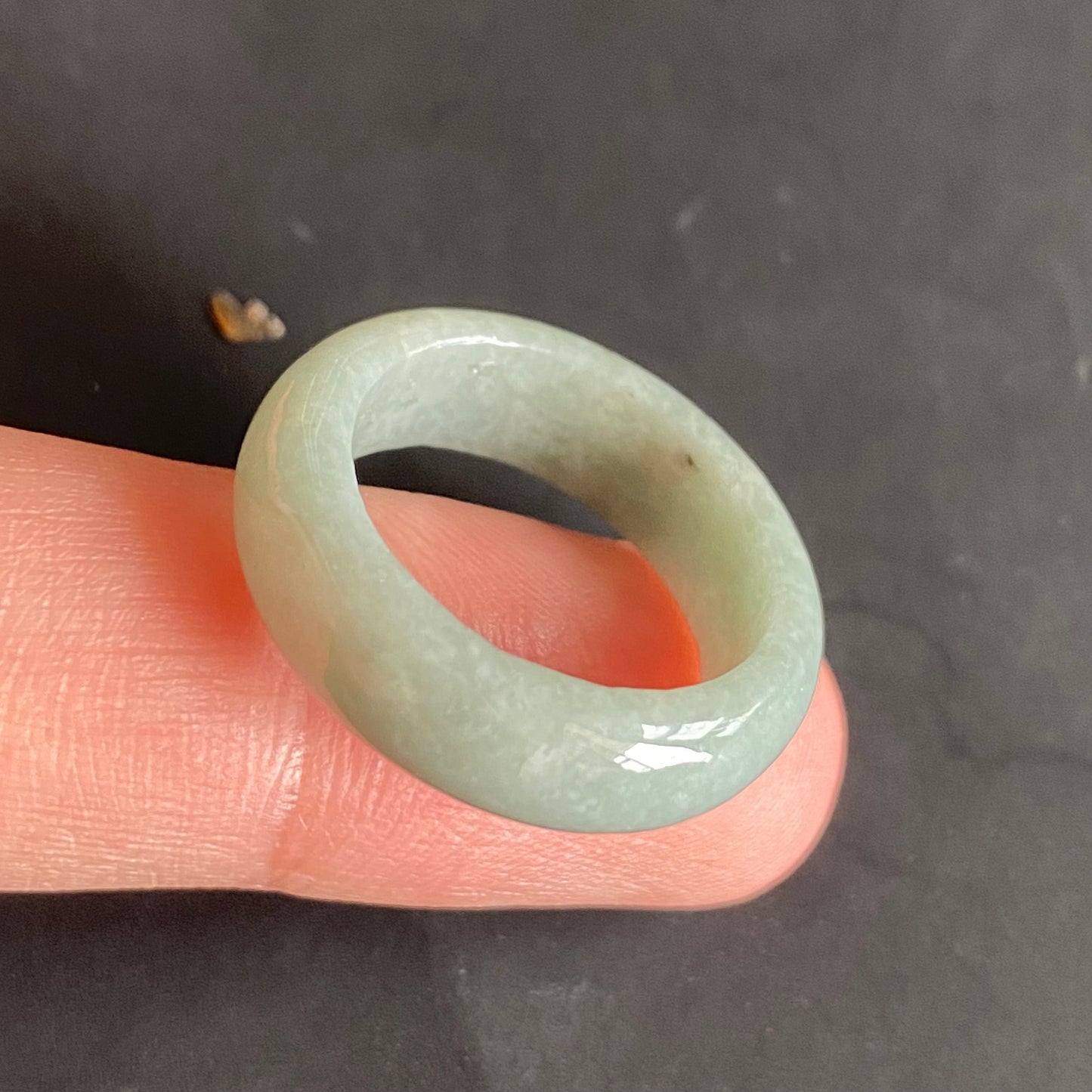 18.3mm green  flower Grade A jade Narrow Band Ring Natural Real Jadeite Hand carved bead gemstone Burma Lady jadeware rings Type A stone