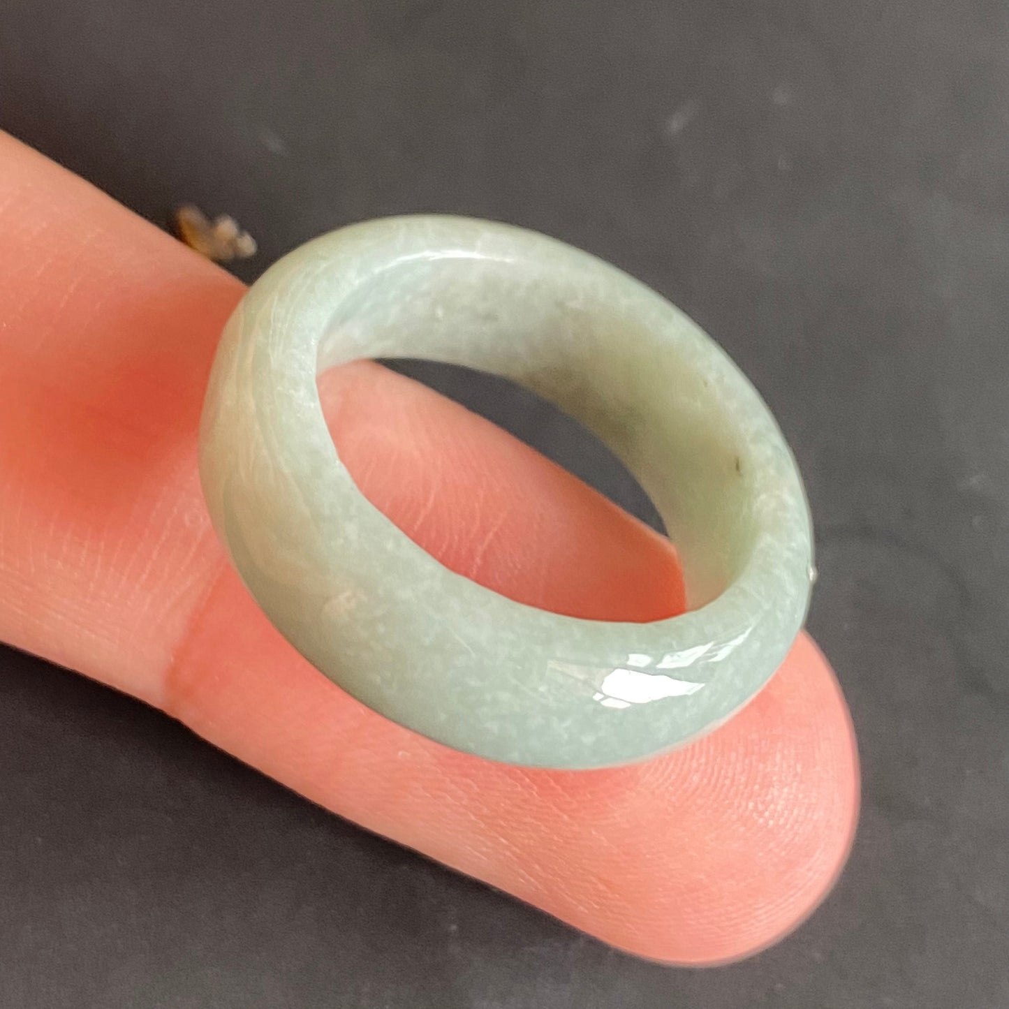 18.3mm green  flower Grade A jade Narrow Band Ring Natural Real Jadeite Hand carved bead gemstone Burma Lady jadeware rings Type A stone