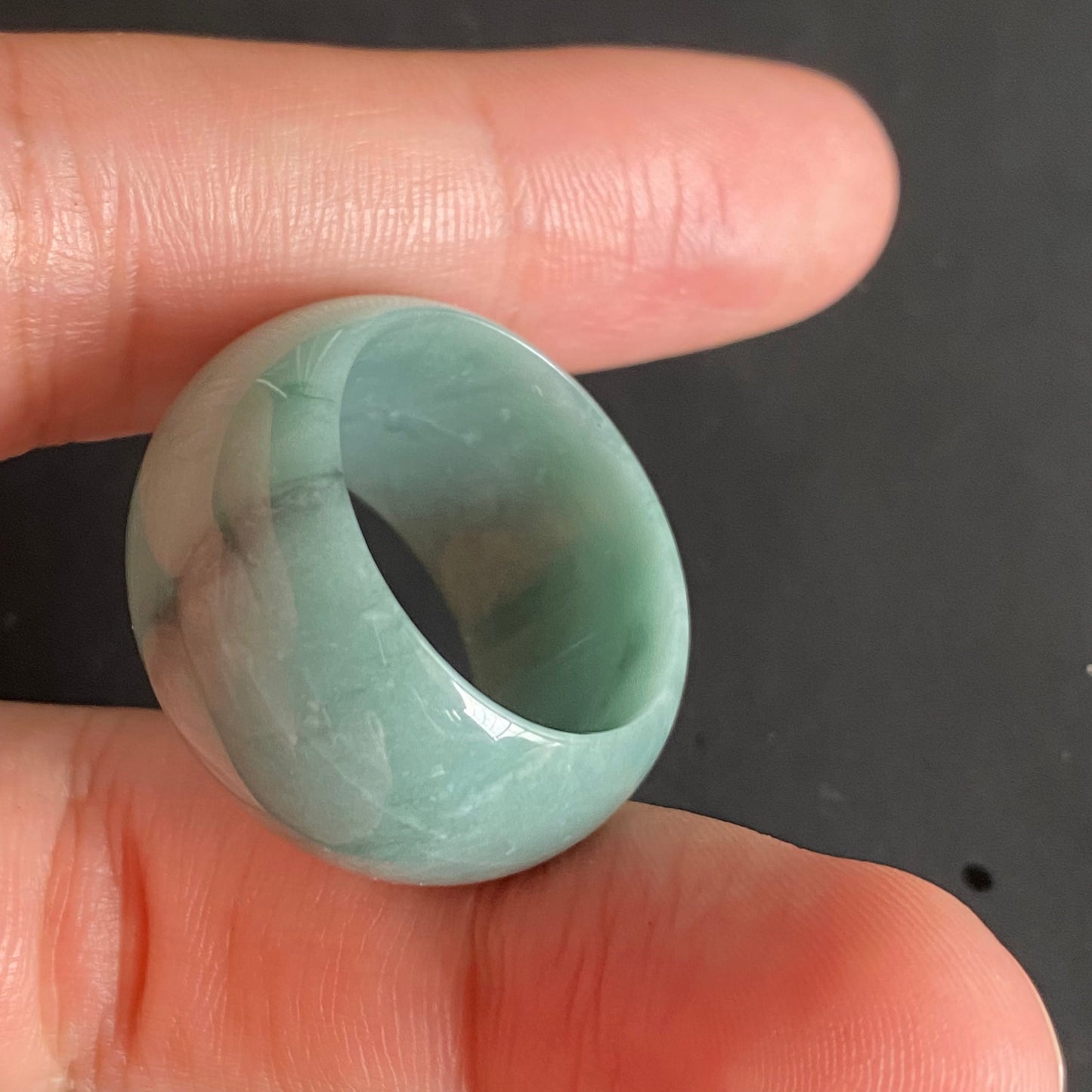 20.7mm Natural transparent Guatemala Jadeite Grade A Jade Blue gemstone Lady Guatemalan jadeite ring