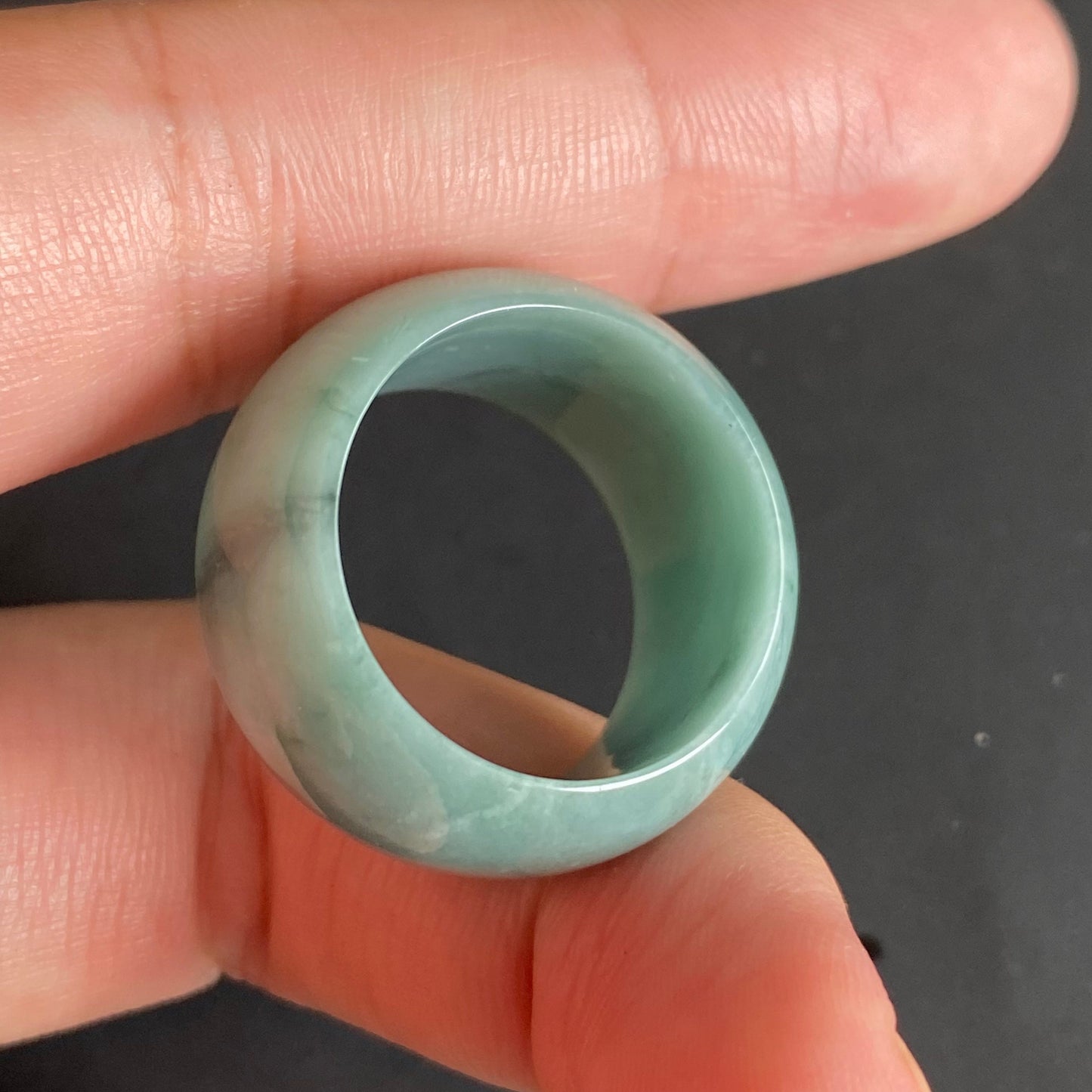 20.7mm Natural transparent Guatemala Jadeite Grade A Jade Blue gemstone Lady Guatemalan jadeite ring