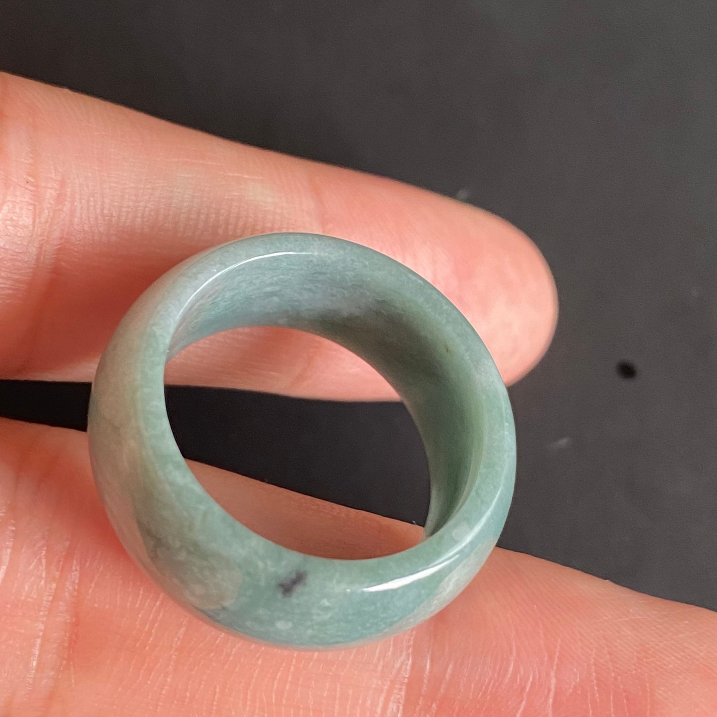 19.8mm Natural transparent Guatemala Jadeite Grade A Jade Blue gemstone Lady Guatemalan jadeite ring