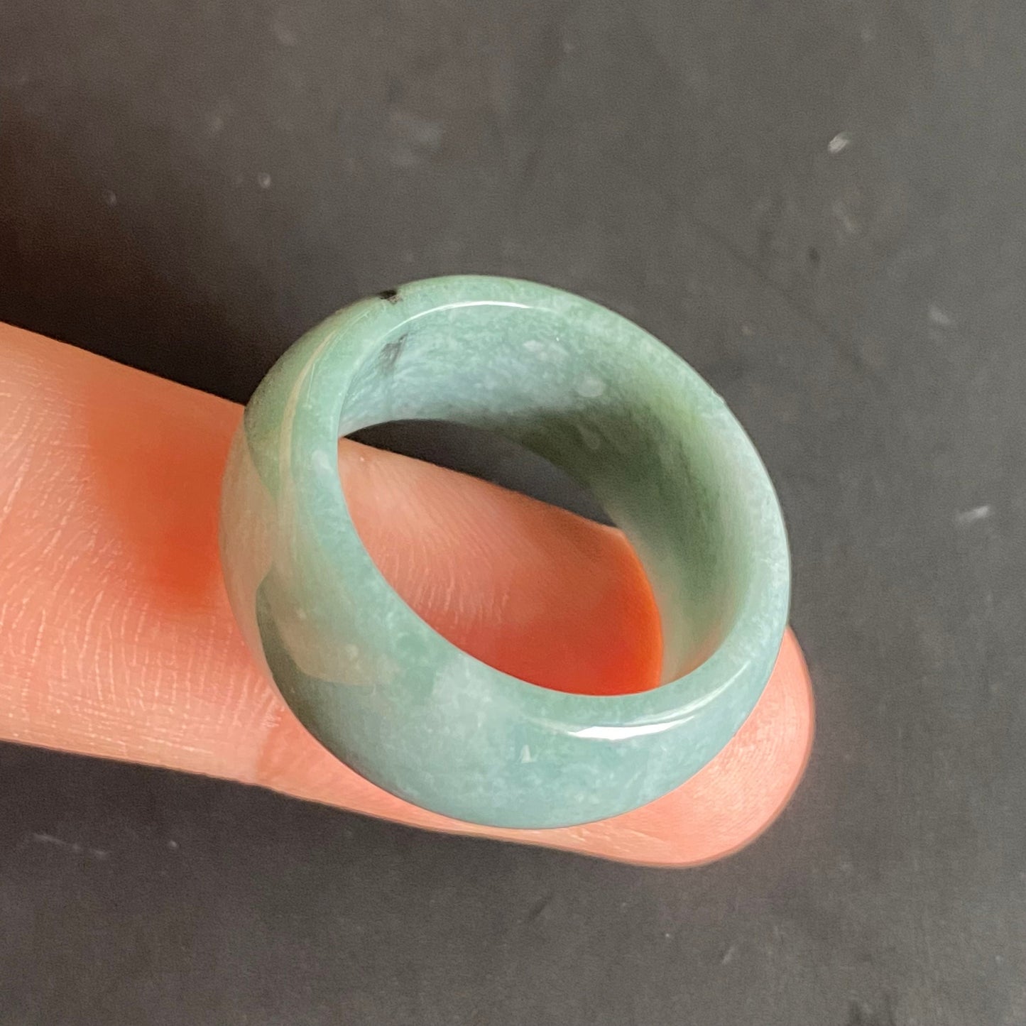 19.8mm Natural transparent Guatemala Jadeite Grade A Jade Blue gemstone Lady Guatemalan jadeite ring