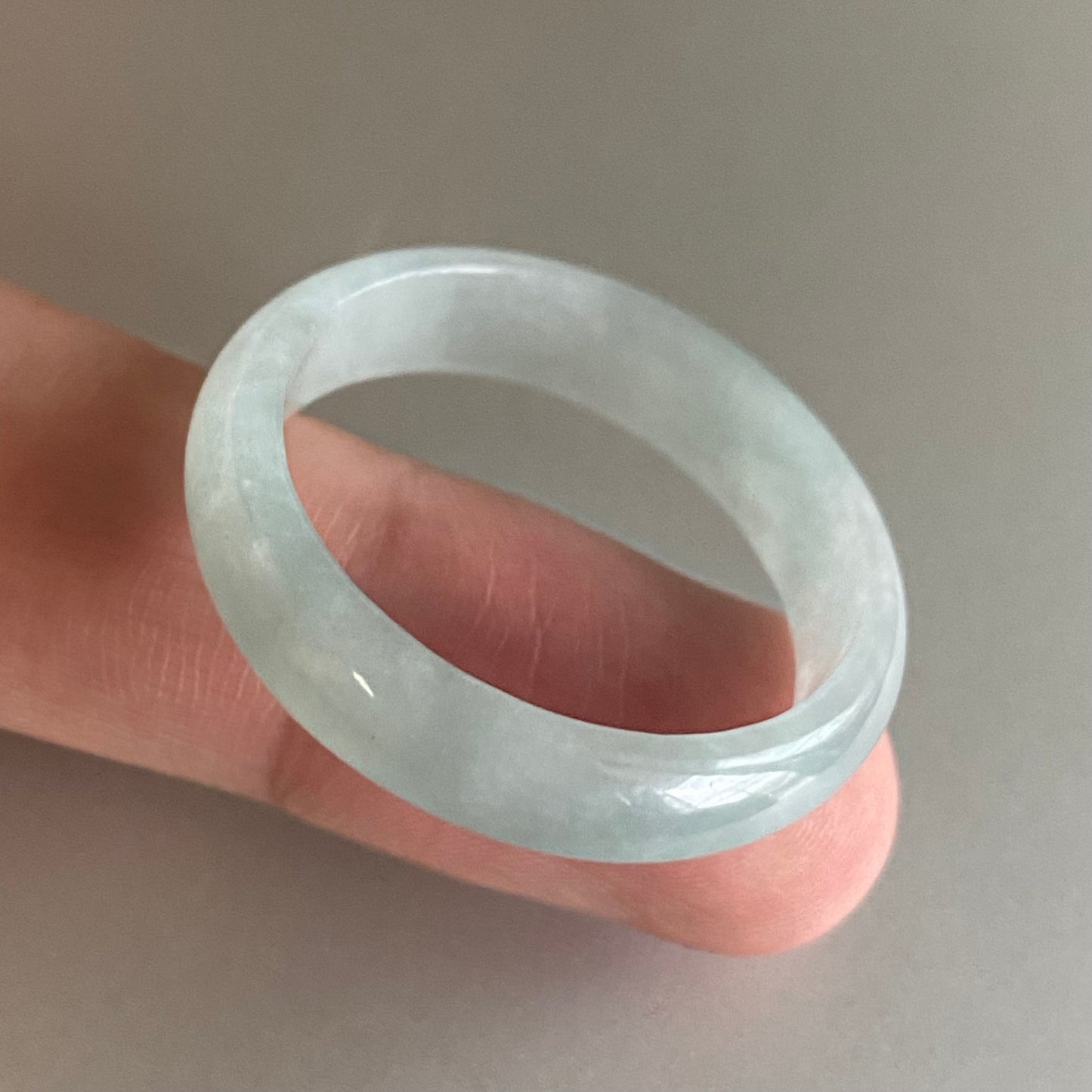 BIG 26.0mm Grade A jade Narrow Band Ring Natural Real Jadeite Hand carved bead Green gemstone Burma Lady jadeware Type A stone finger ring