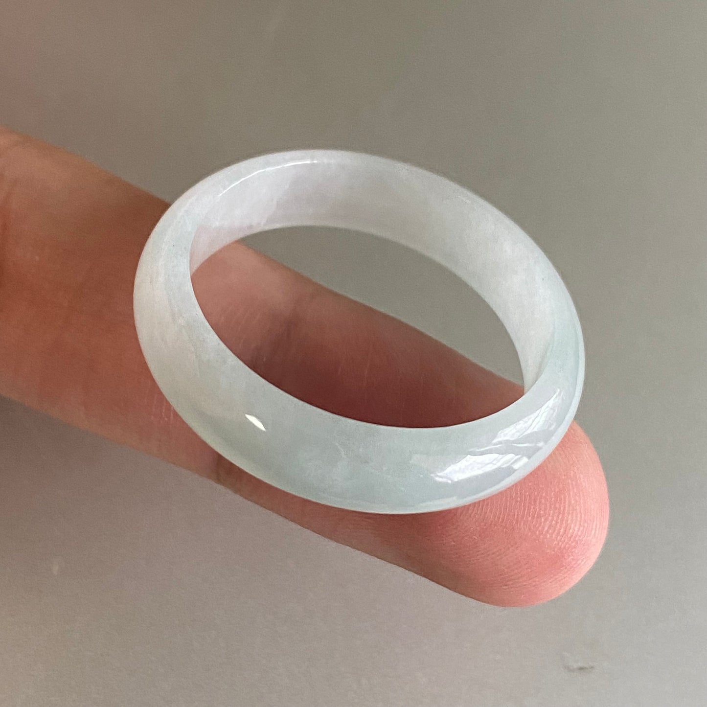 BIG 26.1mm Grade A jade Narrow Band Ring Natural Real Jadeite Hand carved bead Green gemstone Burma Lady jadeware Type A stone finger ring