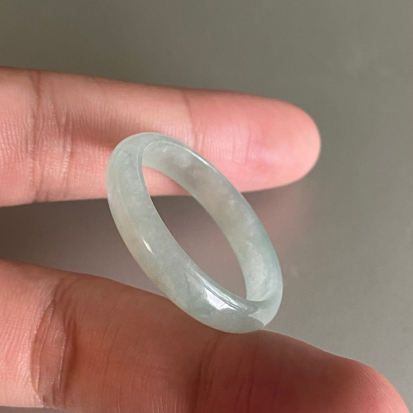 BIG 26.1mm Grade A jade Narrow Band Ring Natural Real Jadeite Hand carved bead Green gemstone Burma Lady jadeware Type A stone finger ring