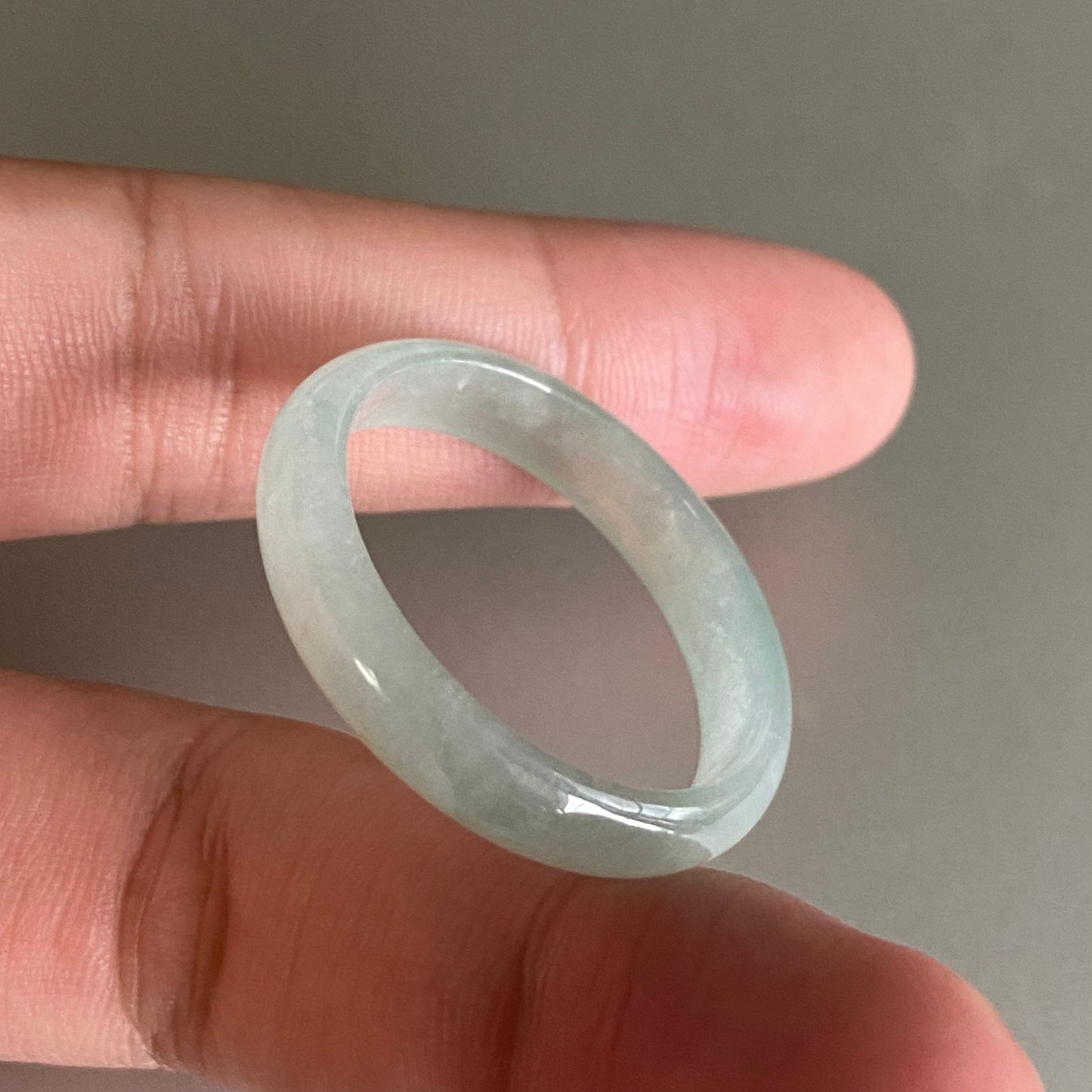 BIG 26.1mm Grade A jade Narrow Band Ring Natural Real Jadeite Hand carved bead Green gemstone Burma Lady jadeware Type A stone finger ring