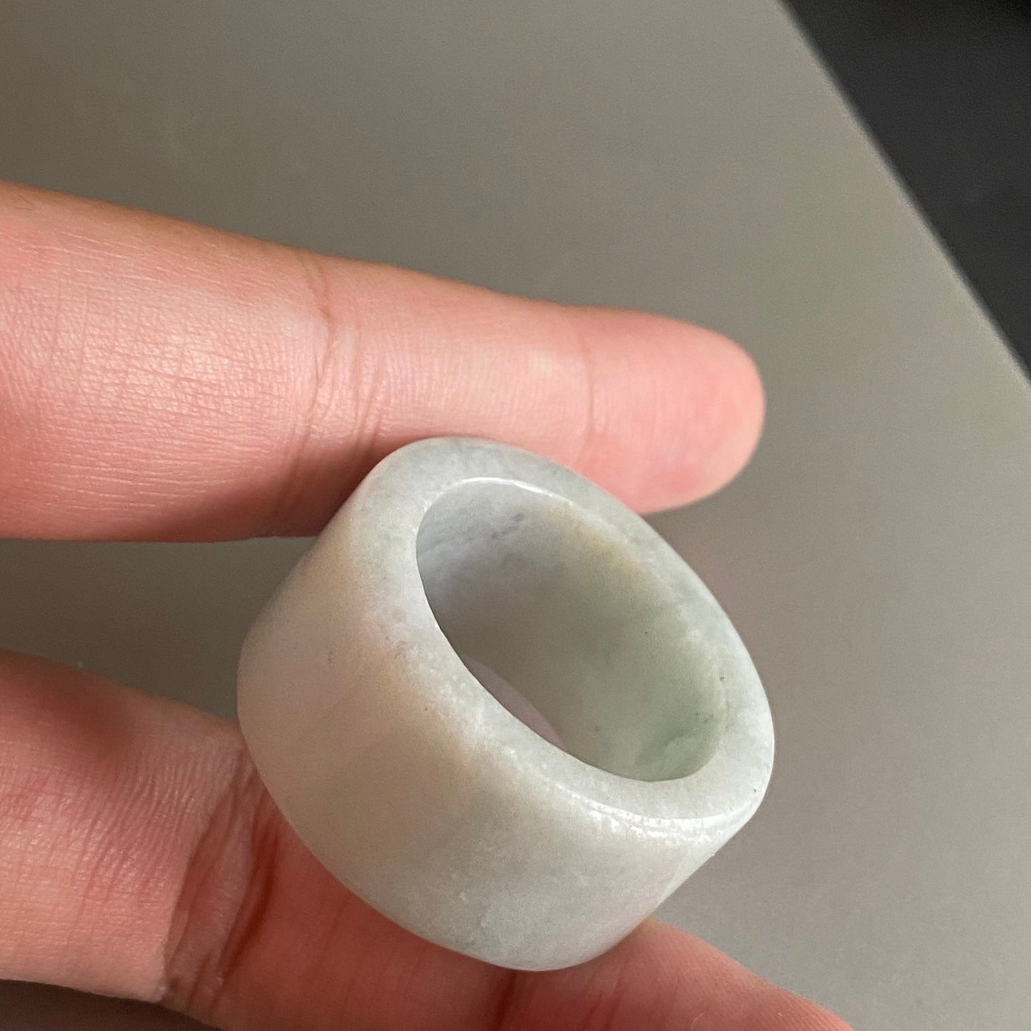 BIG 24.0mm Grade A jade Wide Band Ring Natural Real Jadeite Hand carved bead Green gemstone Burma Lady jadeware Type A stone finger ring