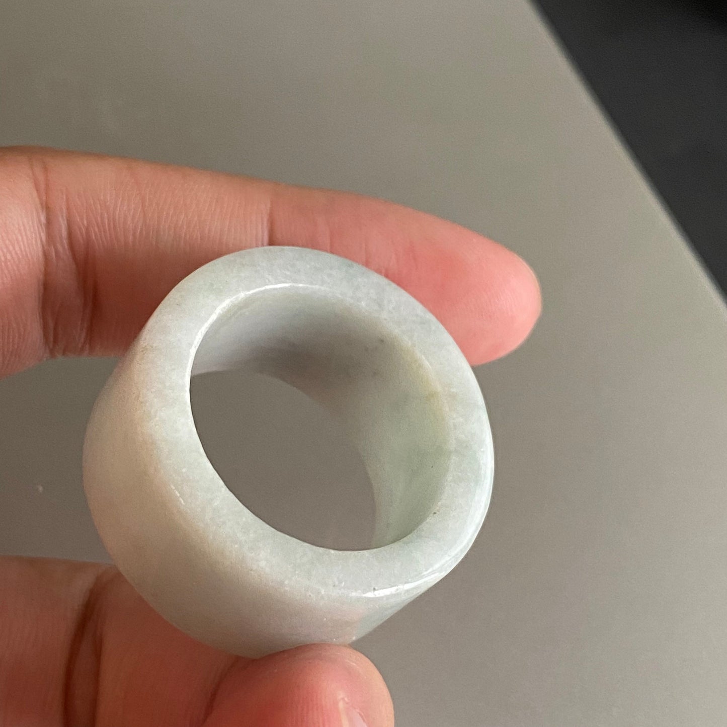 BIG 24.0mm Grade A jade Wide Band Ring Natural Real Jadeite Hand carved bead Green gemstone Burma Lady jadeware Type A stone finger ring