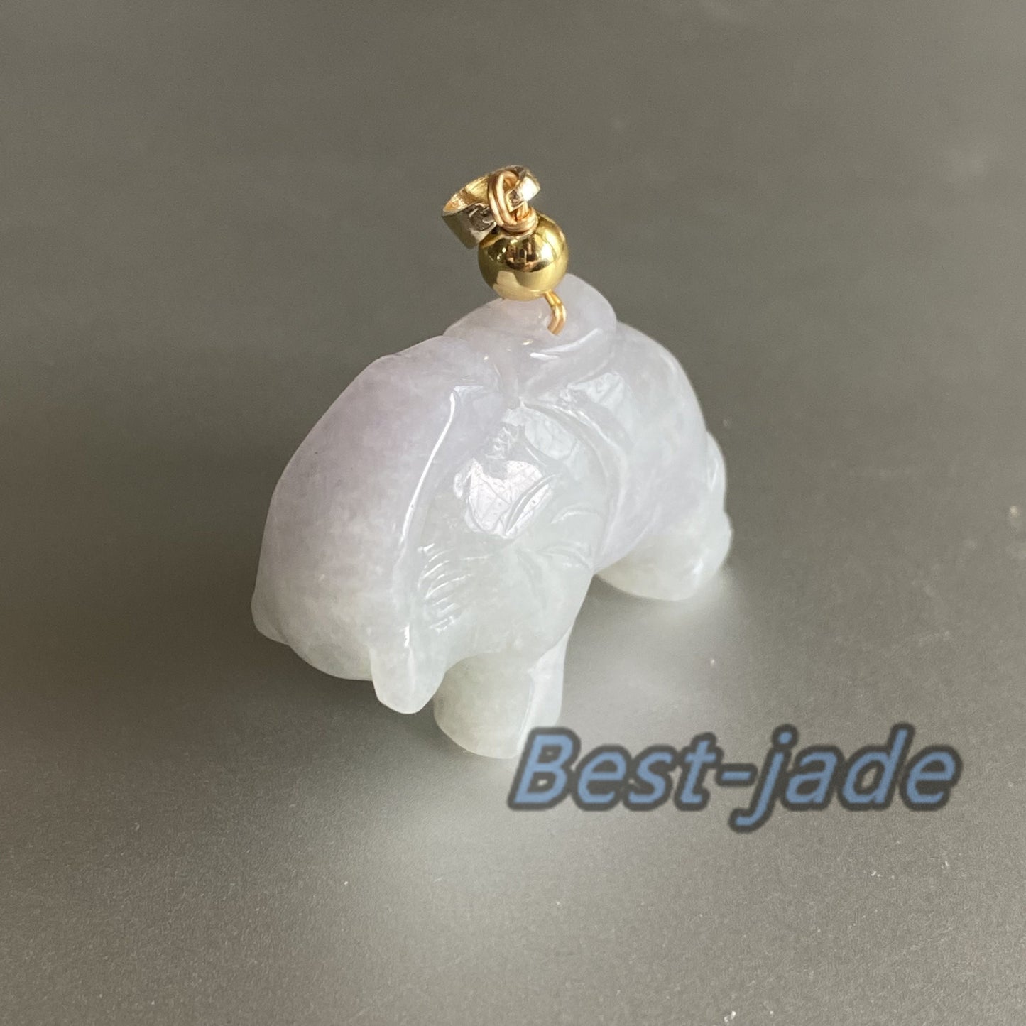 elephant Natural Green Grade A Jade ICE Burma Jadeite Chinese Carved ,Myanmar with 14K Gold bail jade Pendant DIY necklace  Statue