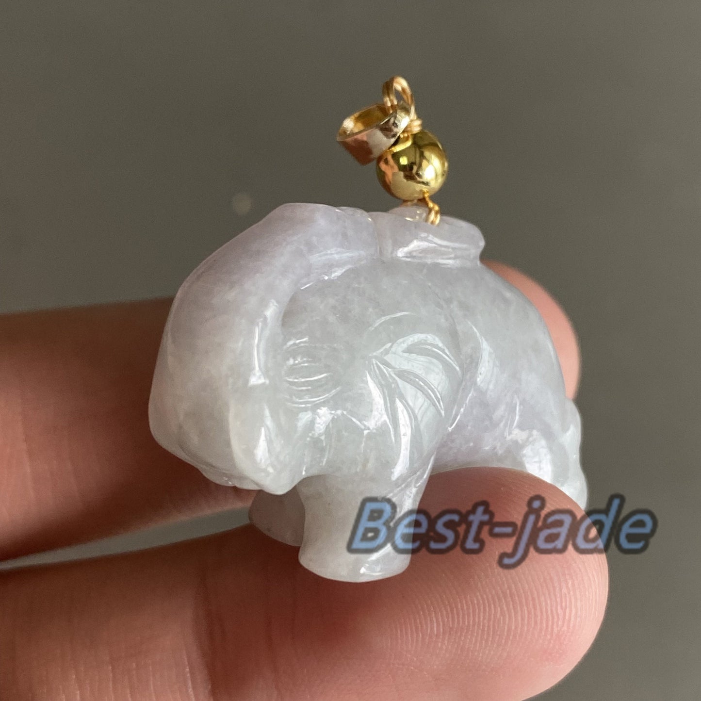 elephant Natural Green Grade A Jade ICE Burma Jadeite Chinese Carved ,Myanmar with 14K Gold bail jade Pendant DIY necklace  Statue