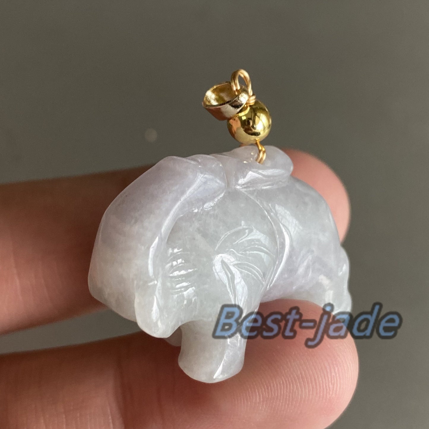 elephant Natural Green Grade A Jade ICE Burma Jadeite Chinese Carved ,Myanmar with 14K Gold bail jade Pendant DIY necklace  Statue