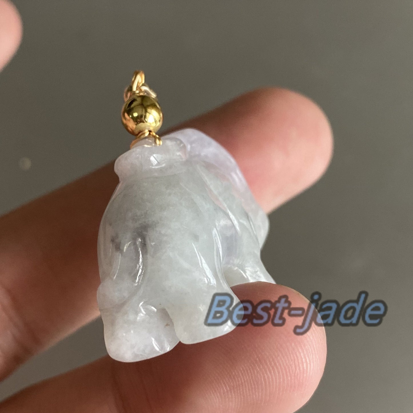 elephant Natural Green Grade A Jade ICE Burma Jadeite Chinese Carved ,Myanmar with 14K Gold bail jade Pendant DIY necklace  Statue