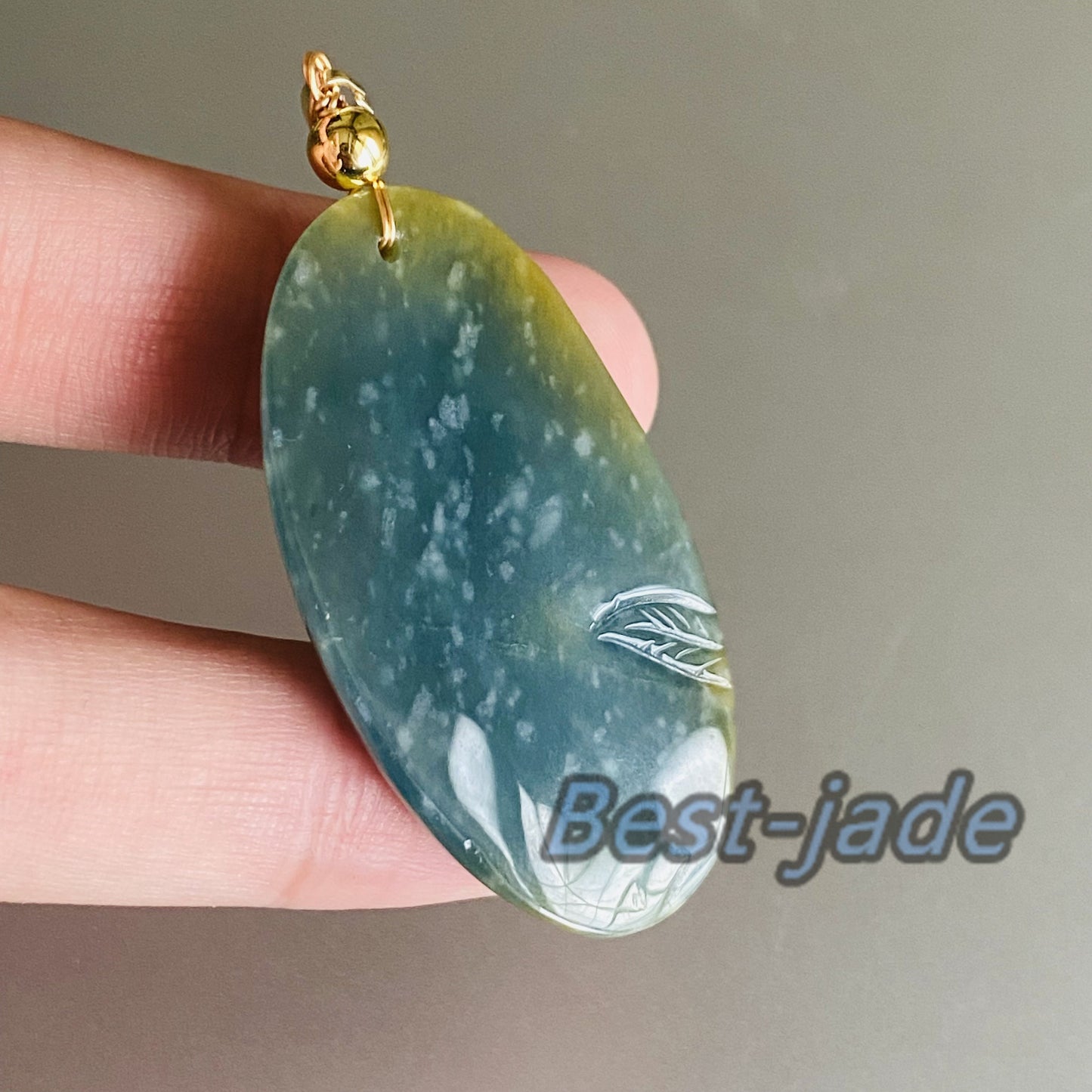 Natural Guatemalan jadeite Translucent Blue Grade A jade Guan yin Buddha pendant with 925 Sterling Silver button bail necklace jade bead