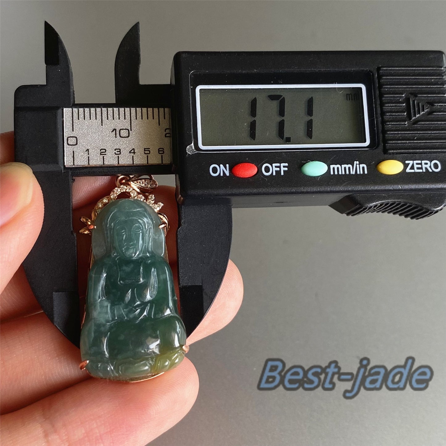 31.3mm Natural Guatemalan jadeite Translucent Blue Grade A jade Guan yin Buddha pendant with 925 Sterling button bail necklace jade bead