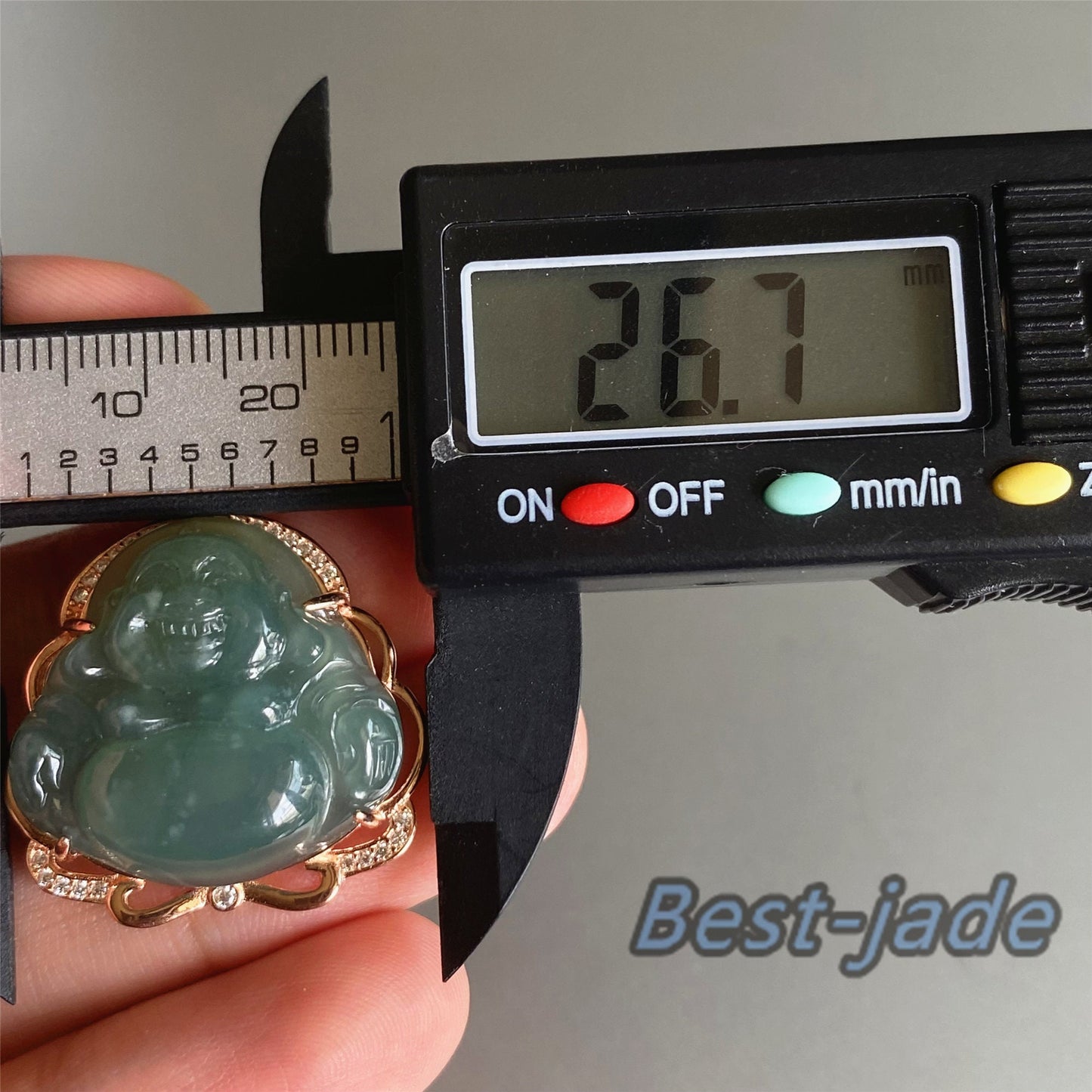 Natural Guatemalan jadeite Translucent Blue Grade A jade Guan yin Buddha pendant with 925 Sterling Silver button bail necklace jade bead 弥勒佛