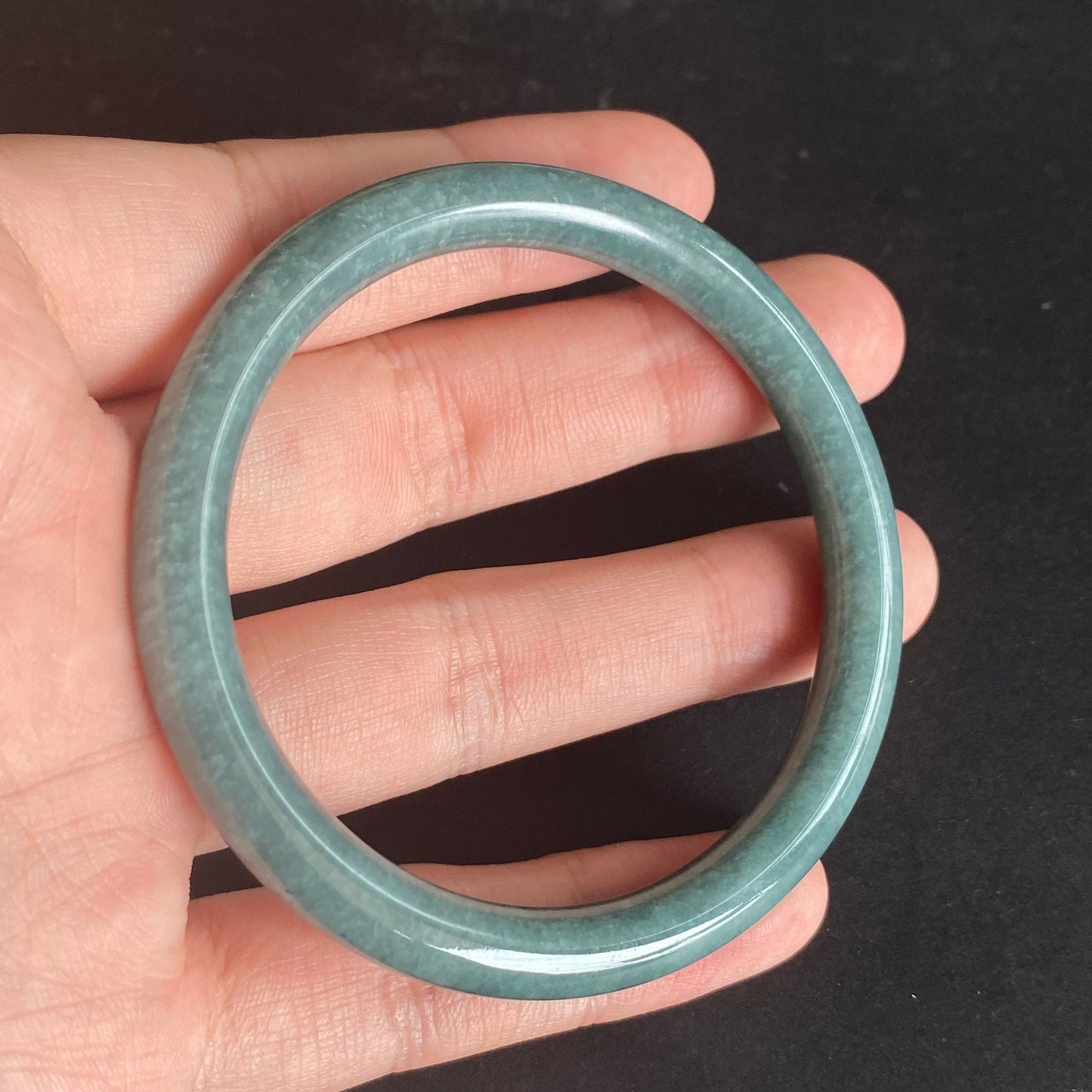 57.8mm Natural Guatemalan jadeite Translucent Blue Grade A jade Round band  bangle  Guatemala jade ring Female Jewelry jade gift