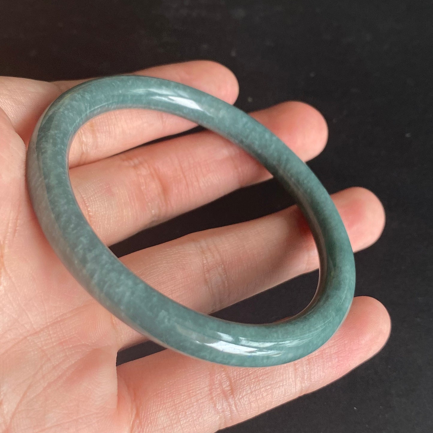 57.8mm Natural Guatemalan jadeite Translucent Blue Grade A jade Round band  bangle  Guatemala jade ring Female Jewelry jade gift