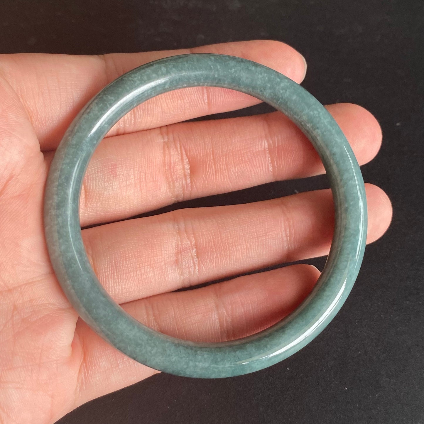 57.8mm Natural Guatemalan jadeite Translucent Blue Grade A jade Round band  bangle  Guatemala jade ring Female Jewelry jade gift