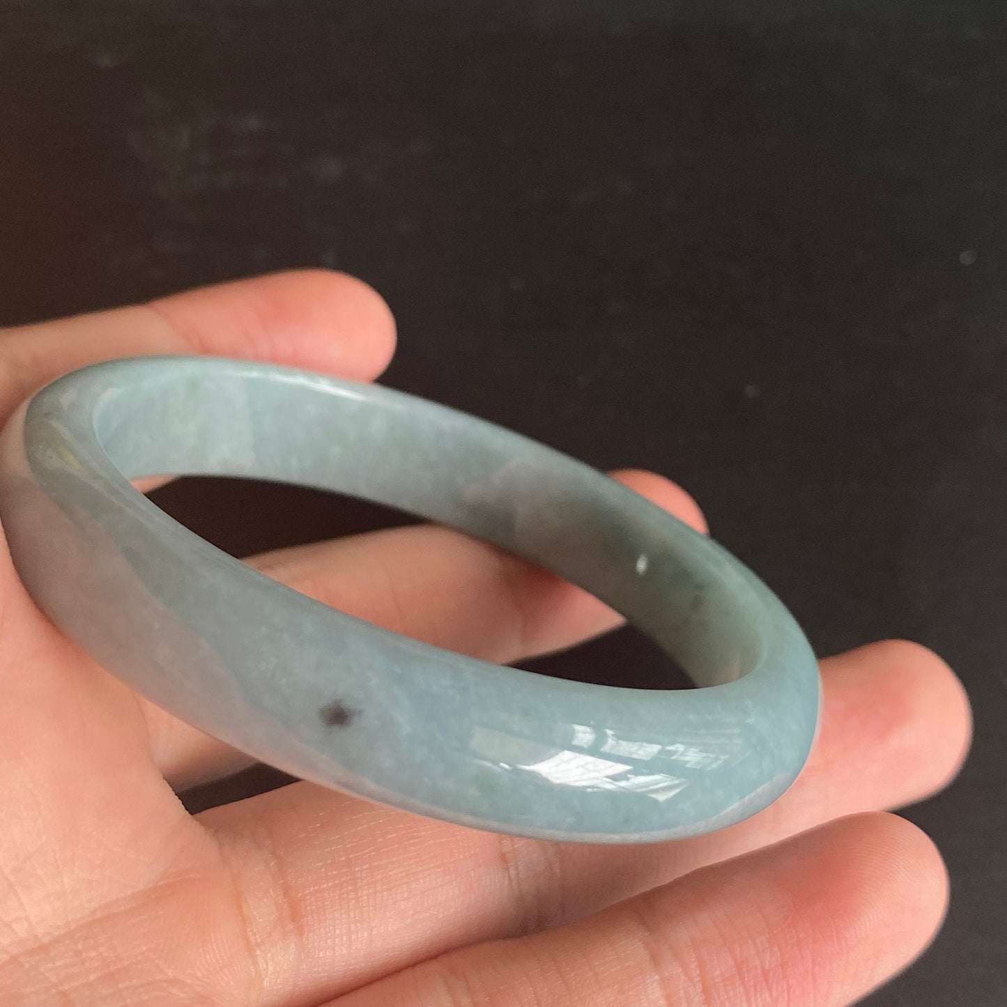 57.5mm Natural Guatemalan jadeite Translucent Blue Grade A jade Round band  bangle  Guatemala jade ring Female Jewelry jade gift