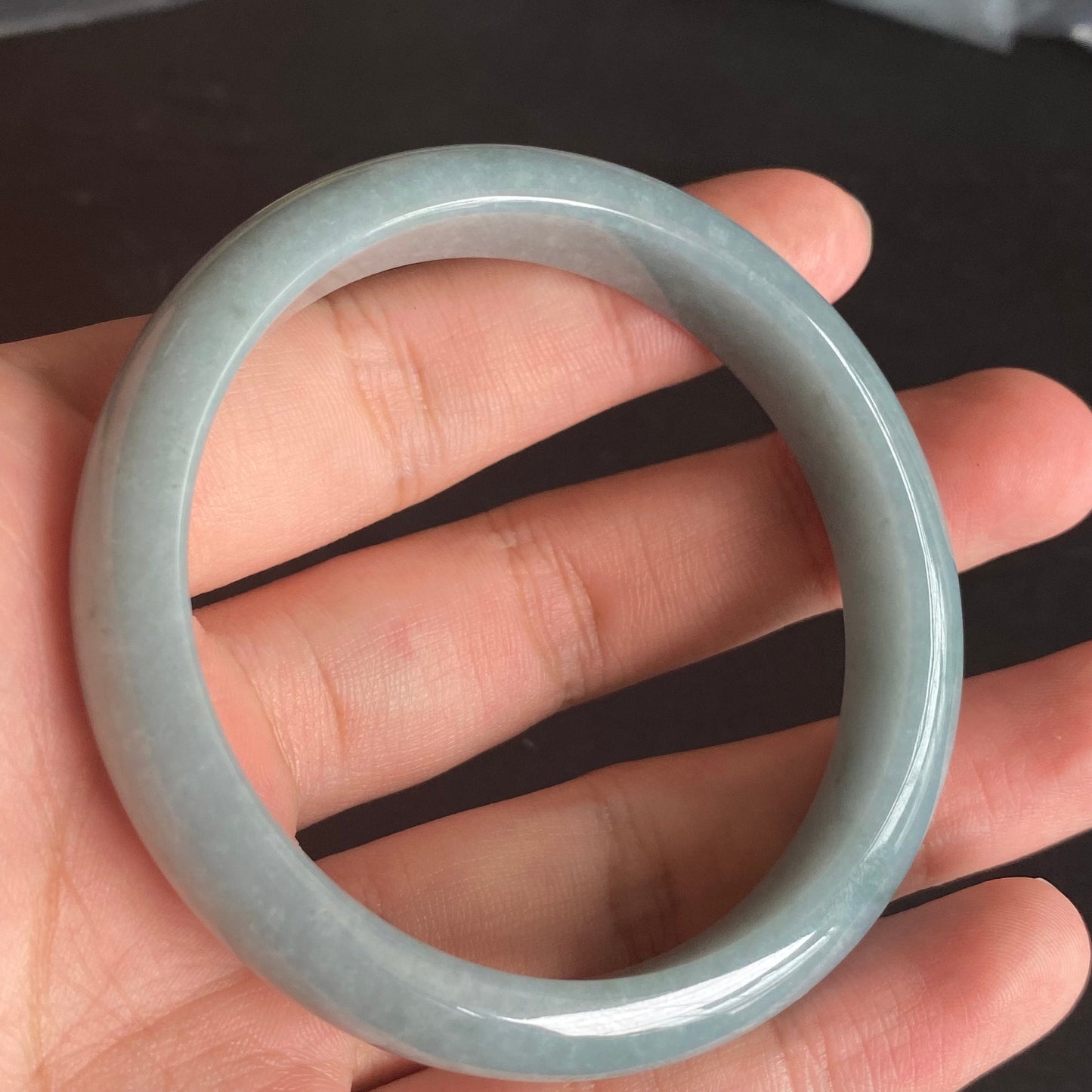 57.5mm Natural Guatemalan jadeite Translucent Blue Grade A jade Round band  bangle  Guatemala jade ring Female Jewelry jade gift