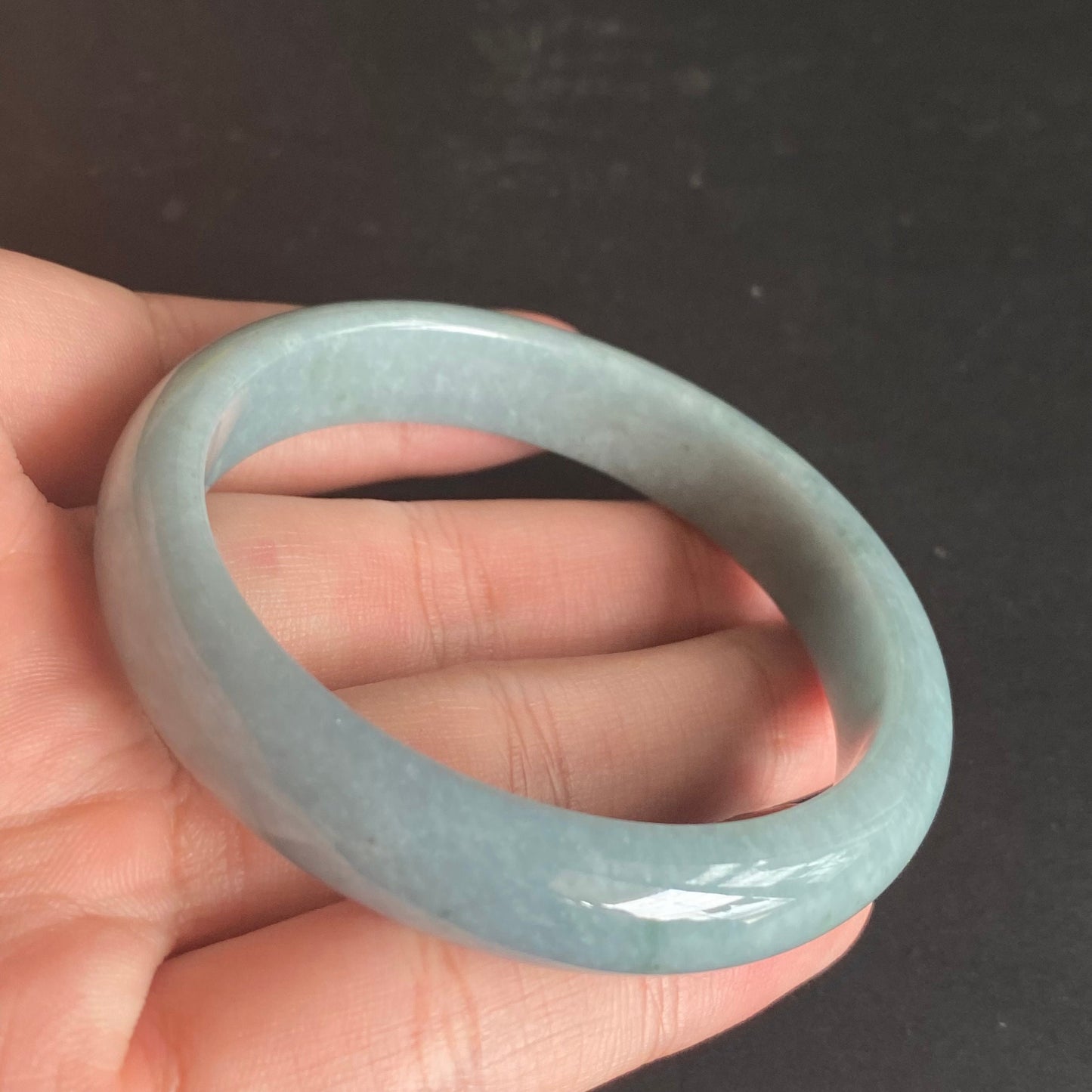 54.8mm Natural Guatemalan jadeite Translucent Blue Grade A jade Round band  bangle  Guatemala jade ring Female Jewelry jade gift